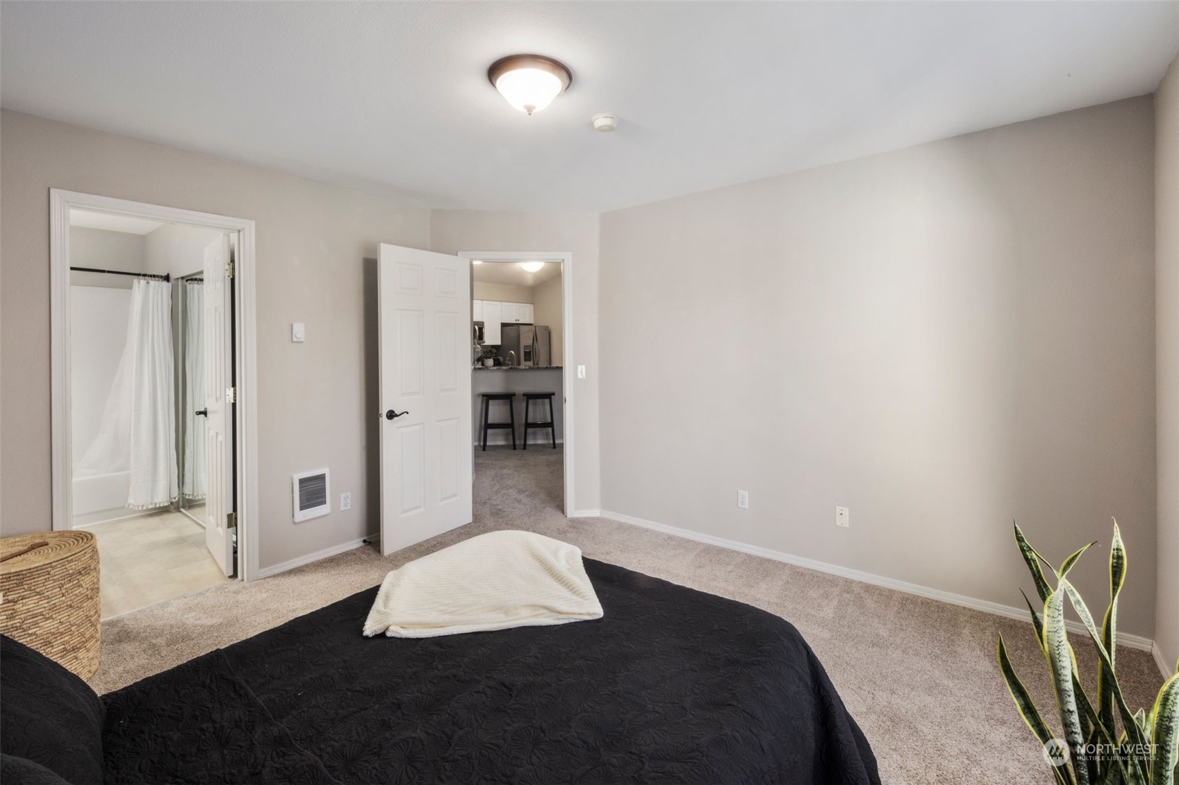 Another angle from the bedroom looking back out into the living room area.