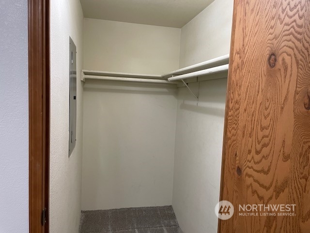 Walk in closet in guest bedroom