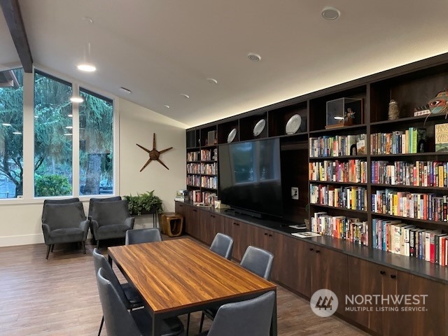 Television and library area in clubhouse