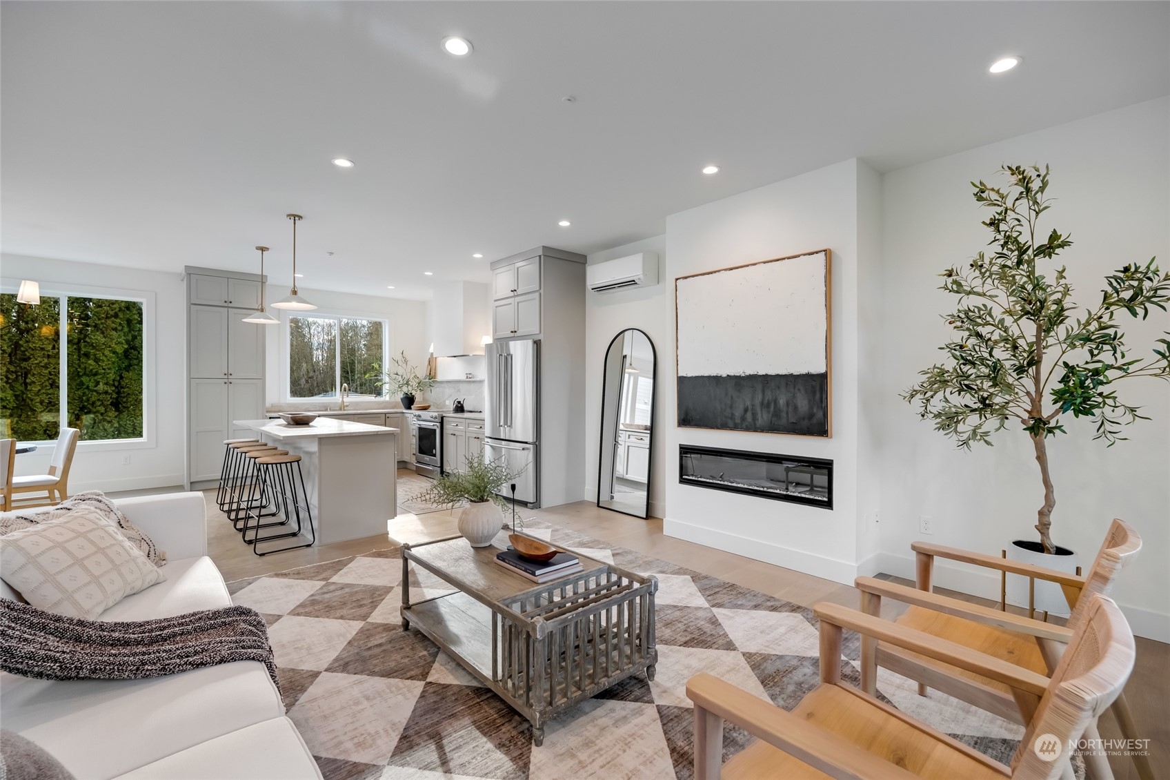 Open shelving and beautiful backsplash