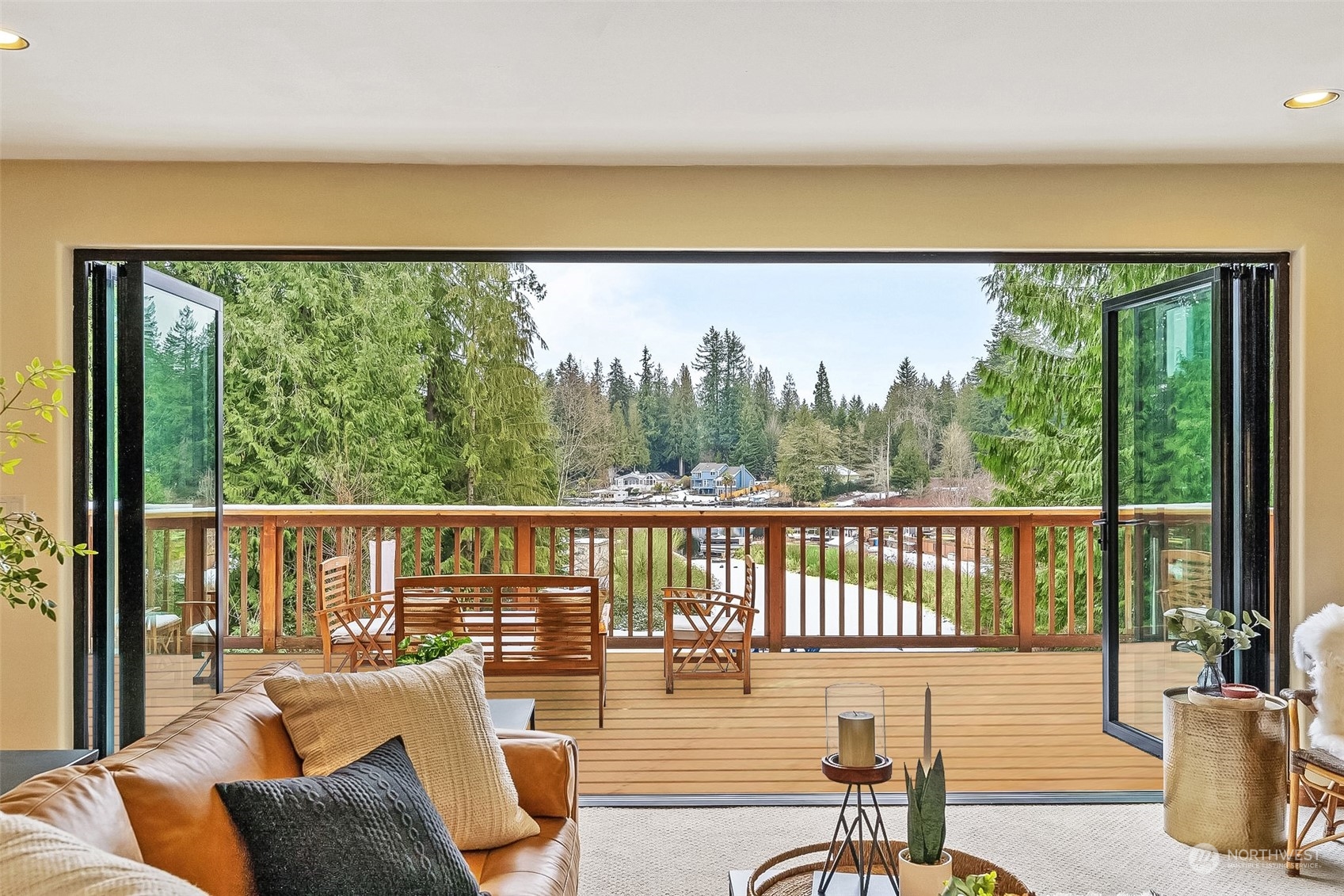 Open and airy floor plan seamlessly connects to the great room, kitchen and deck.