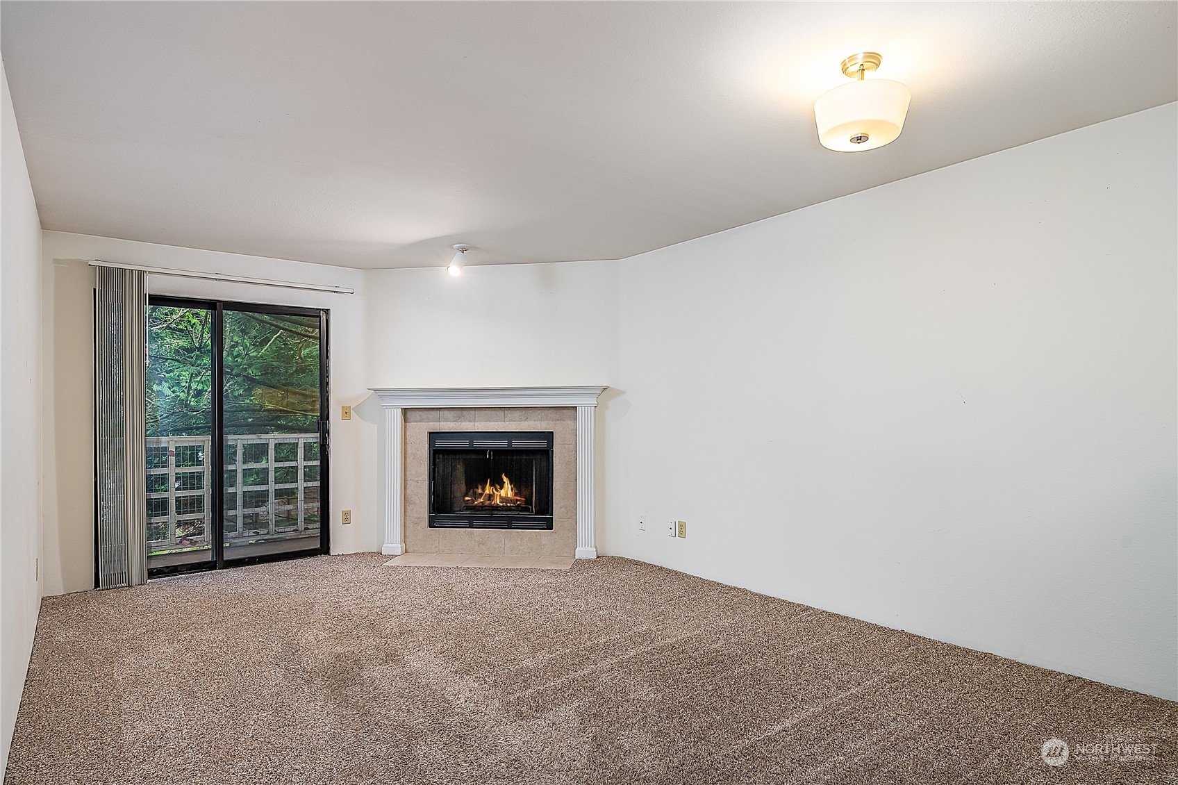 Living room with door to the outside deck