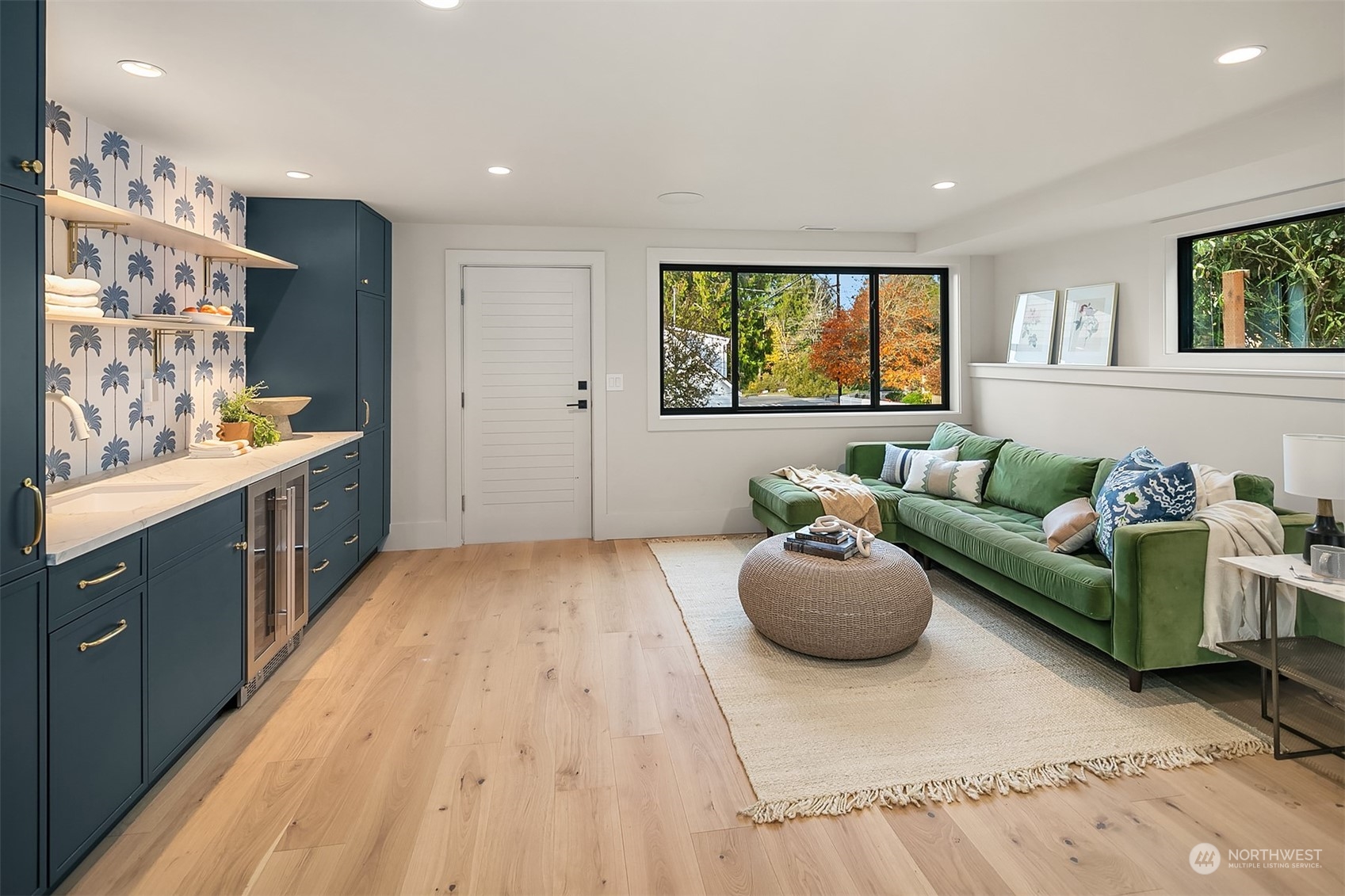 Lower Level Mother in law entrance with living area and kitchenette.