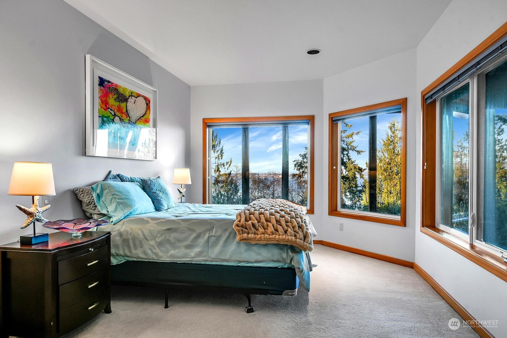 Lower Level Bedroom #3 with views.