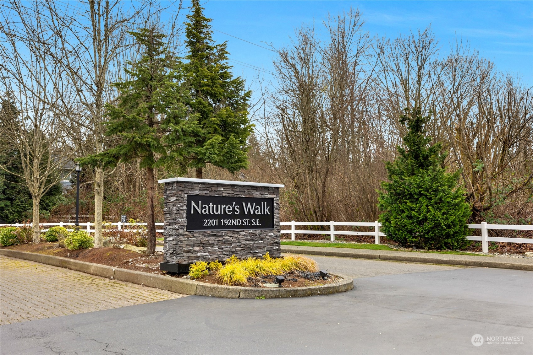 Entry monument and covered picnic spot.