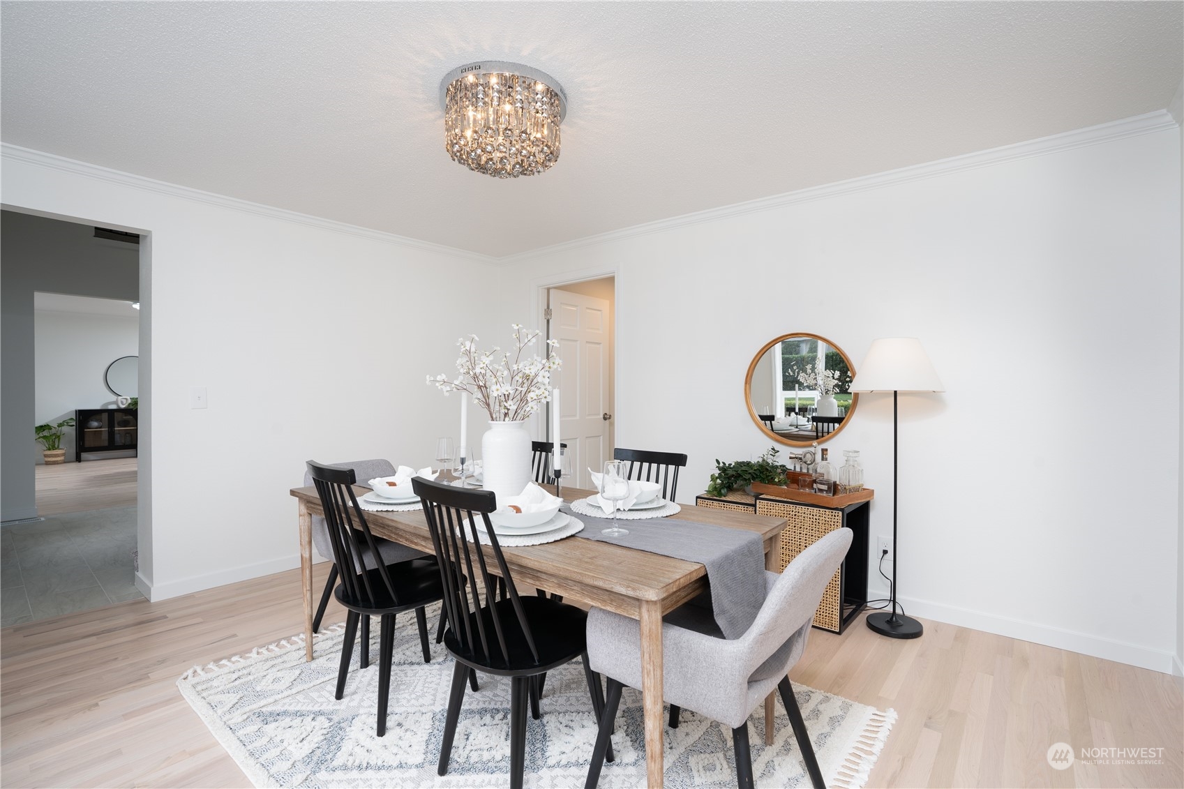 The dining room just off the kitchen and front door