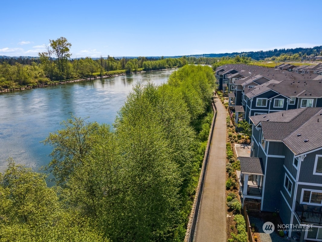 Community walking path along the river