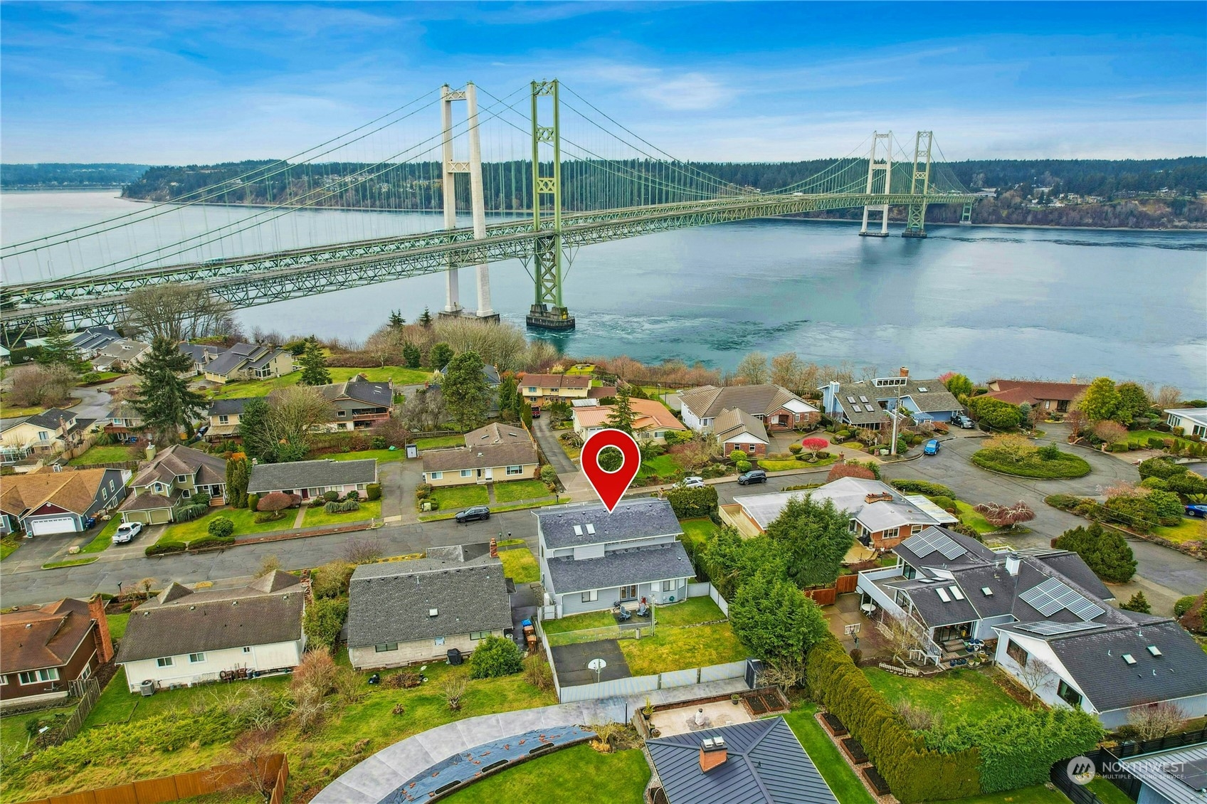 Areial shot of Narrows bridge