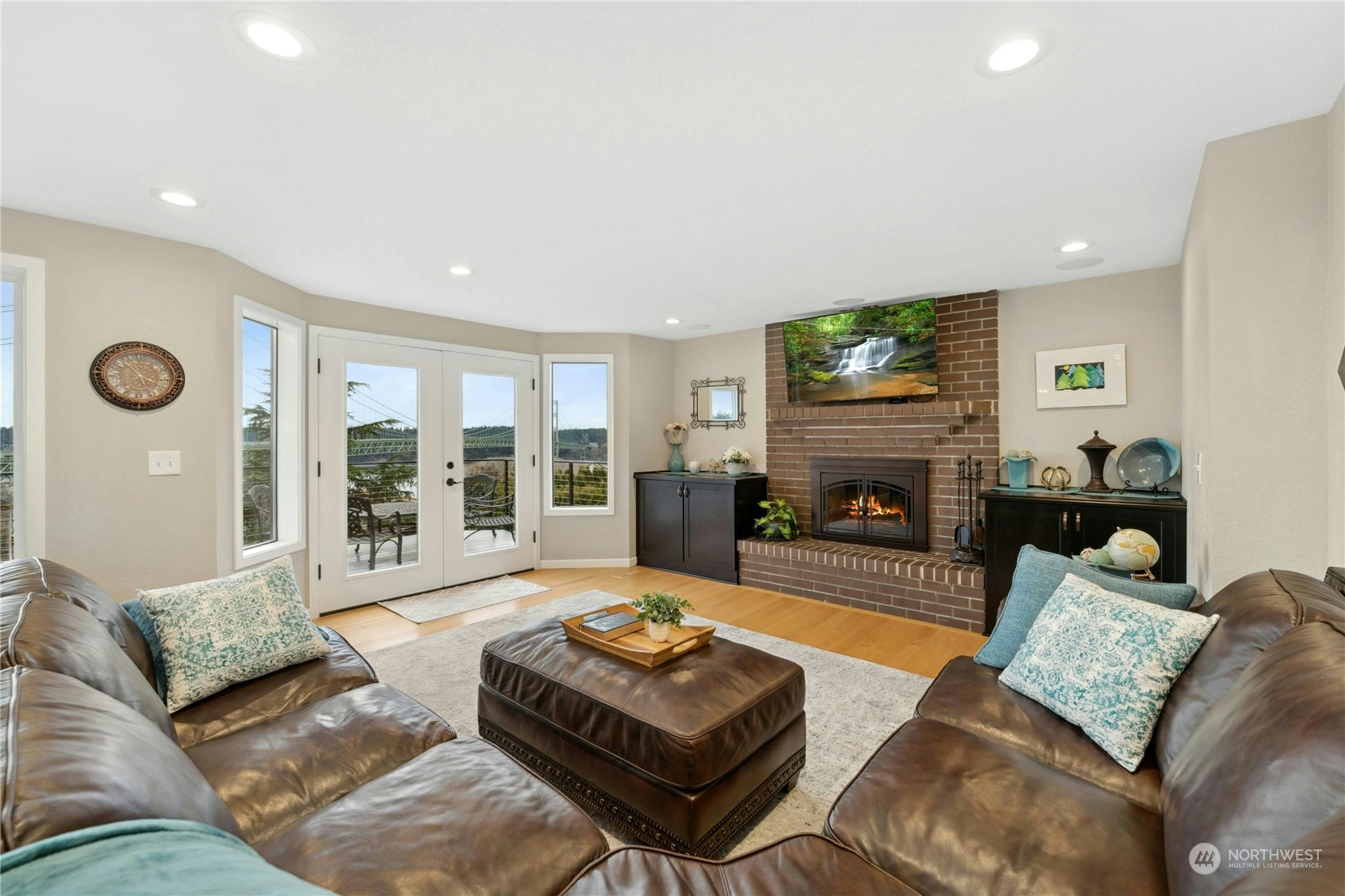 Main living area looking out to the deck