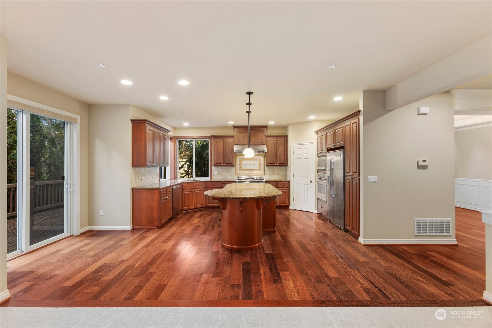 Great room open space kitchen