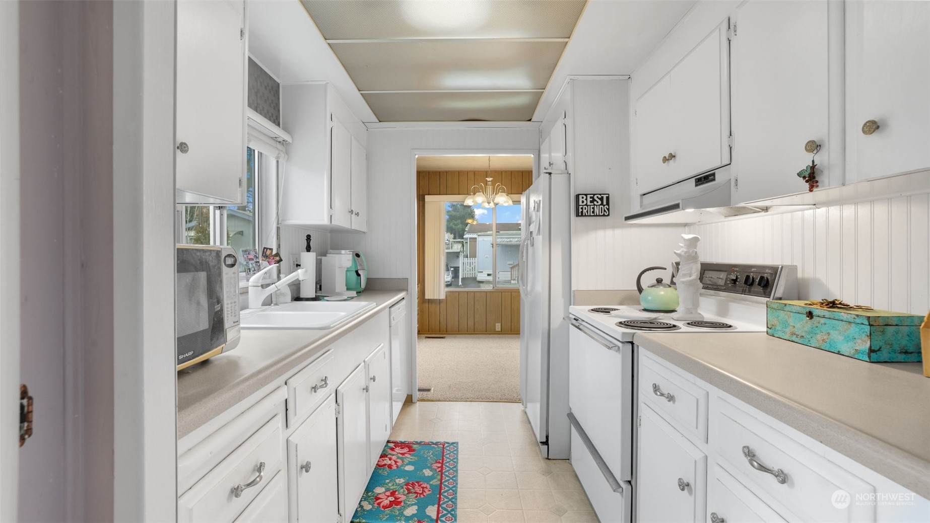 Galley-style kitchen.