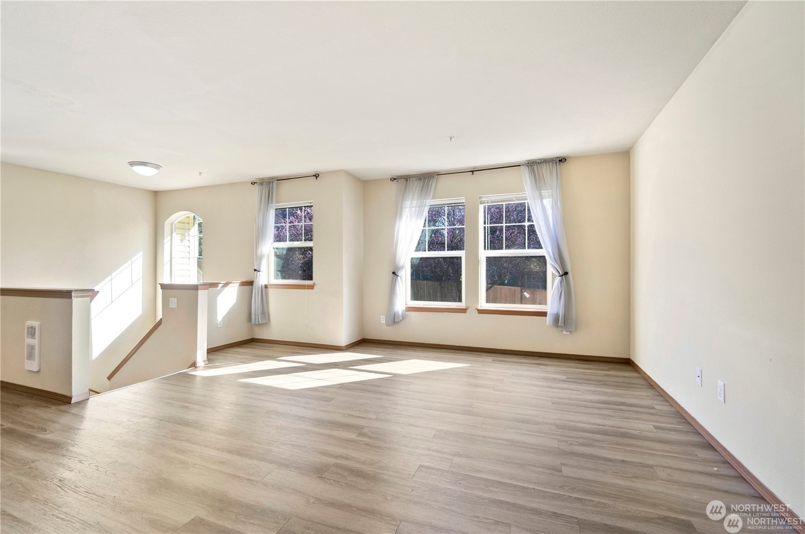 Living room facing front of home