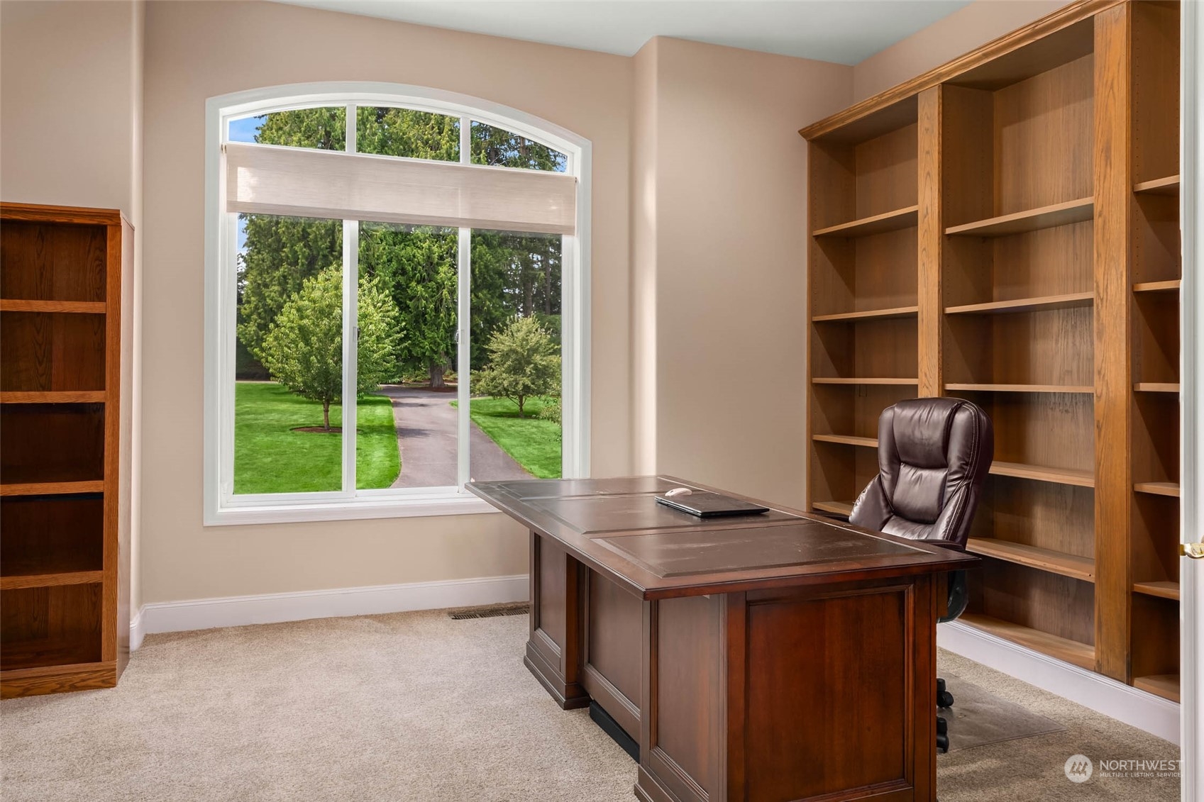 Office With Built-In Cabinet Wall