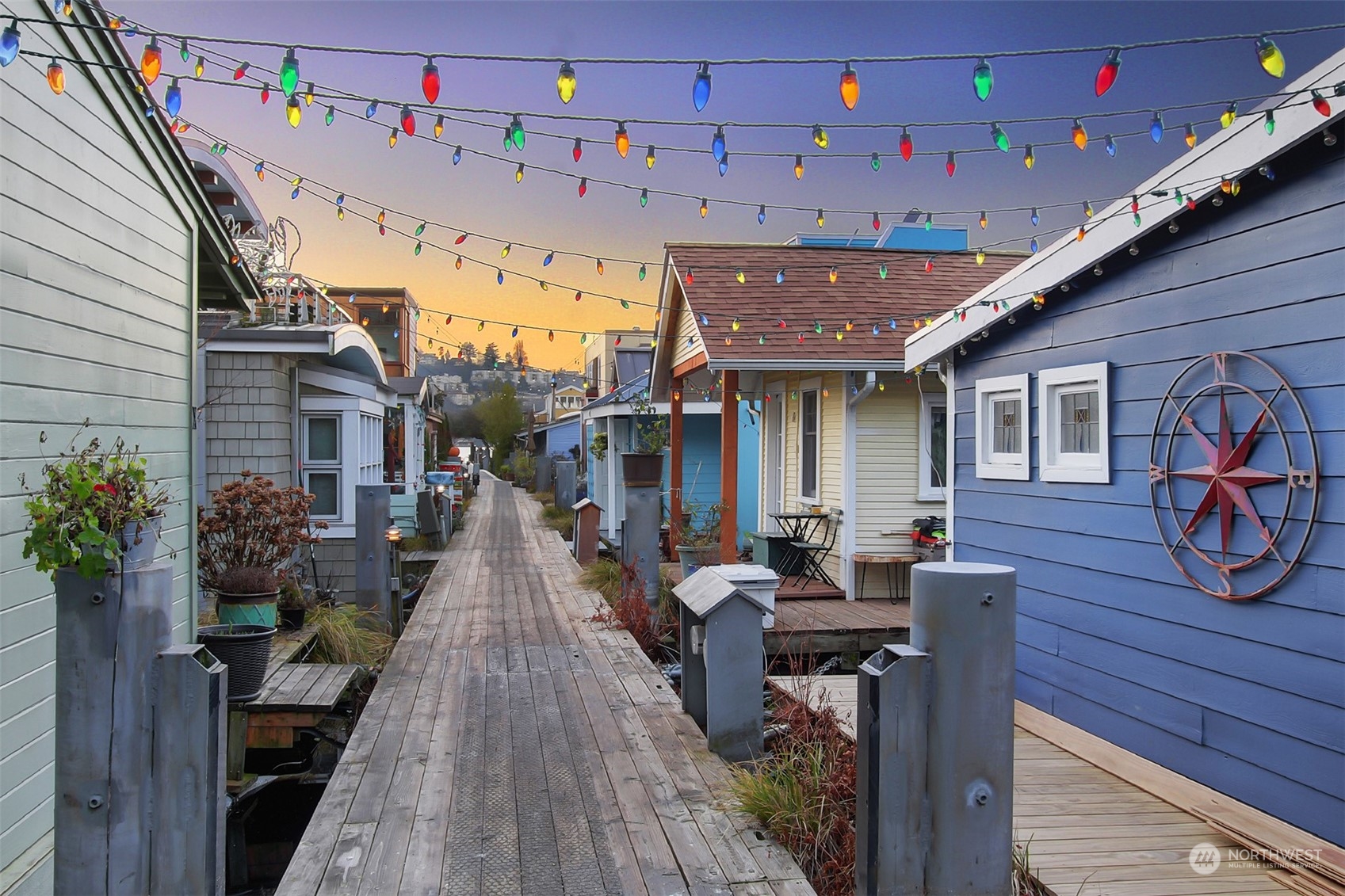 Colorful, imaginative, welcoming are some words that describe living on a floating home dock.