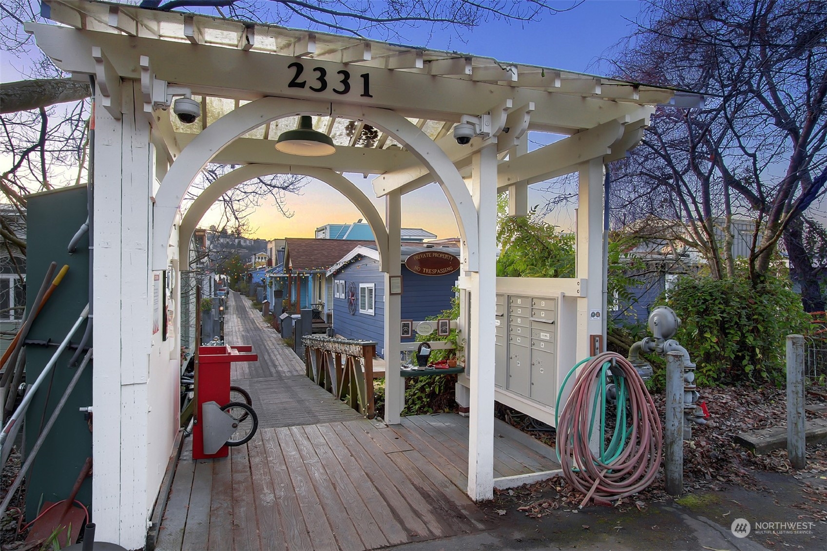 Wagons wheel your groceries down the dock. Secured mailboxes and a bulletin board for the latest community events.