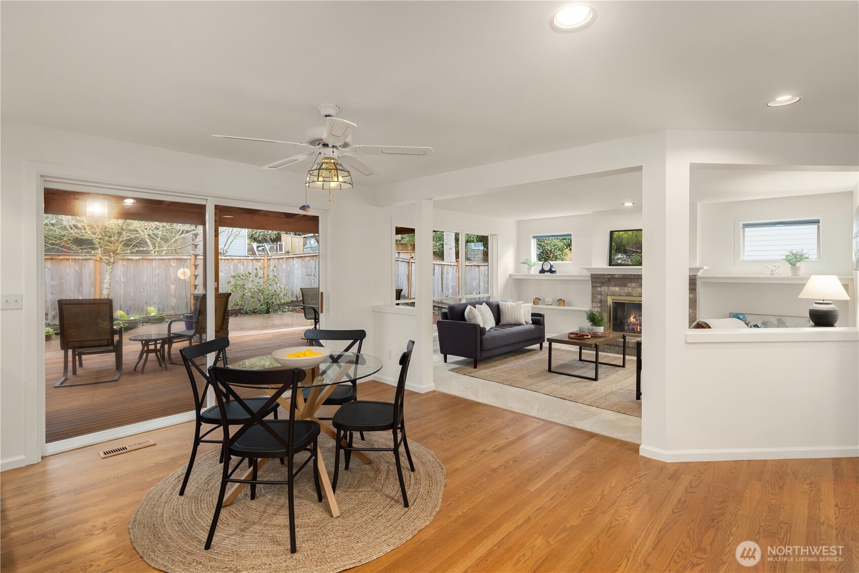 Open concept kitchen and family room, all overlooking the stunning oversized covered entertaining deck