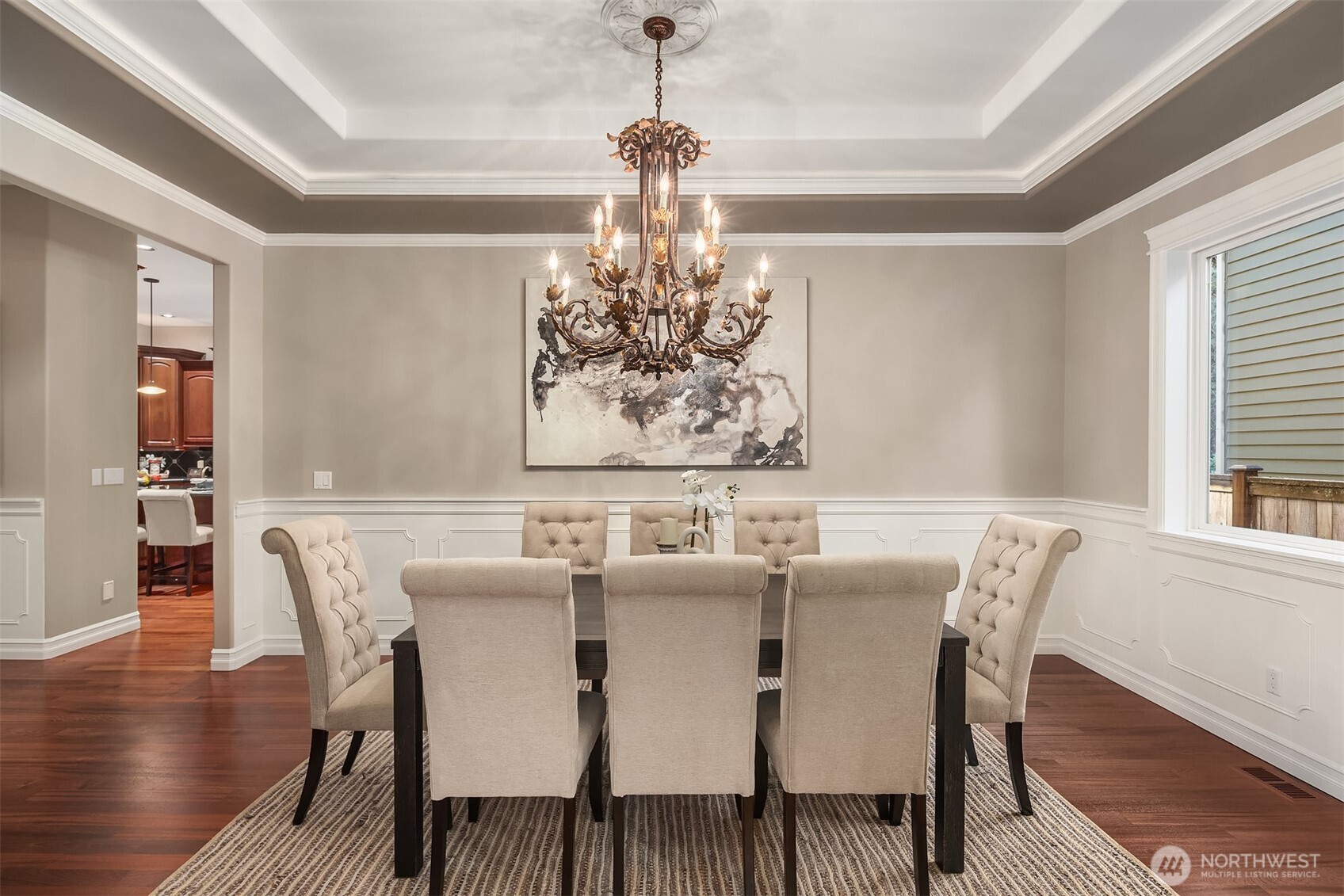 Large formal dining room with easy access to the kitchen.