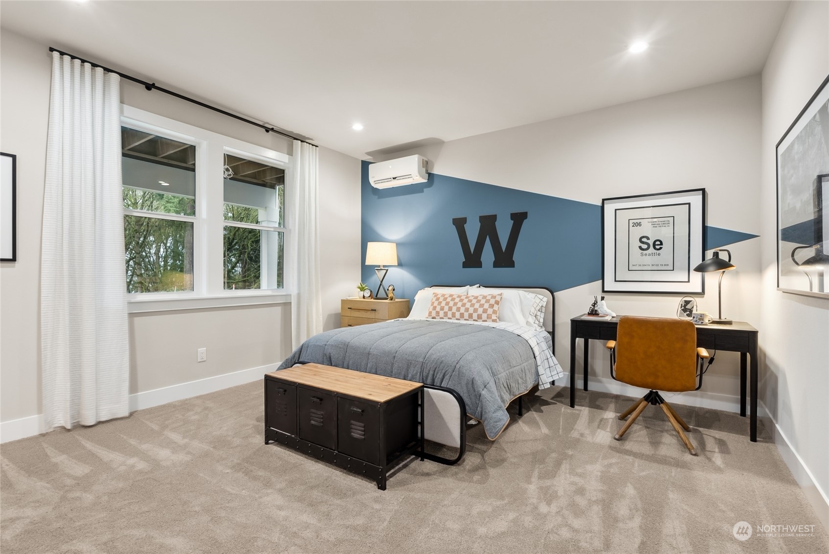 Spacious bedroom in daylight basement w/walk in closet.