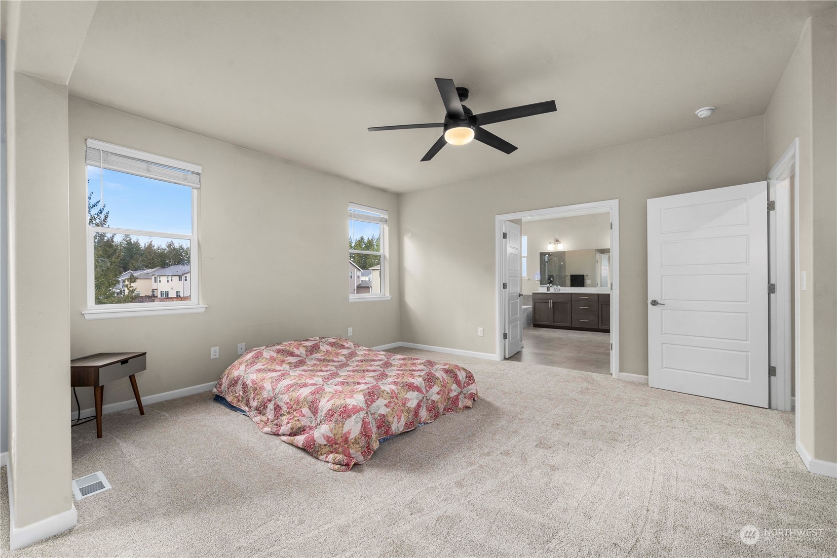 French doors to primary bathroom