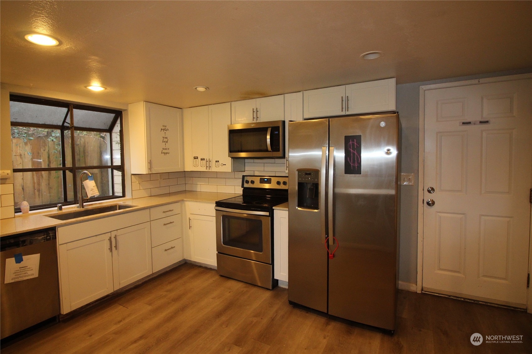 Kitchen and door to garage