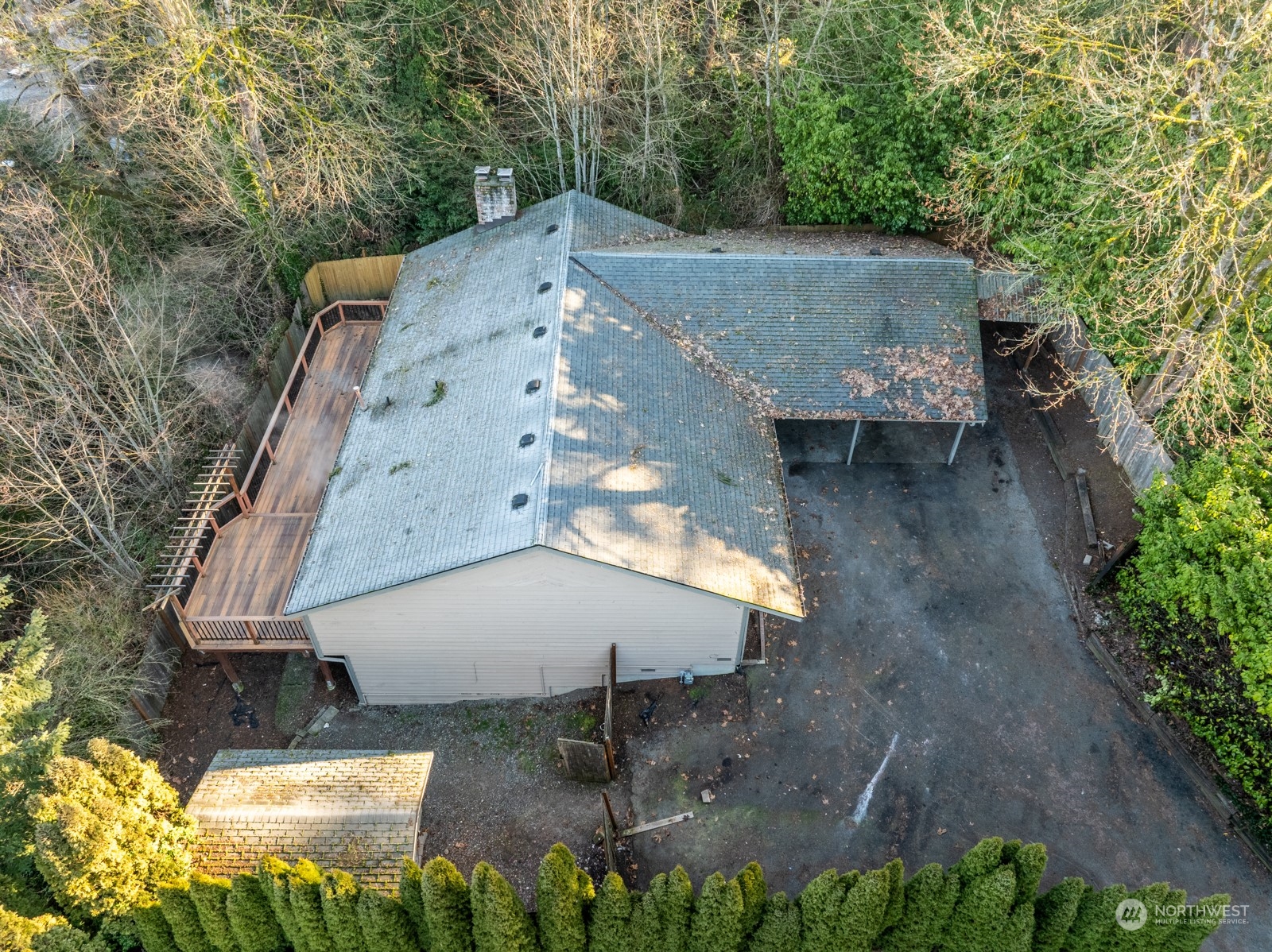 Home from above deck looks north