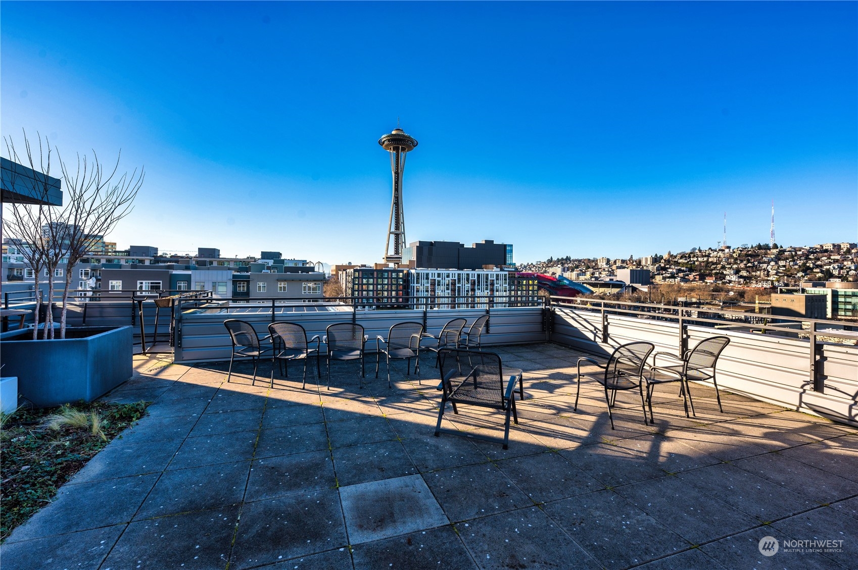 Yes, Space Needle views plus seating & BBQ from the fabulous rooftop deck.