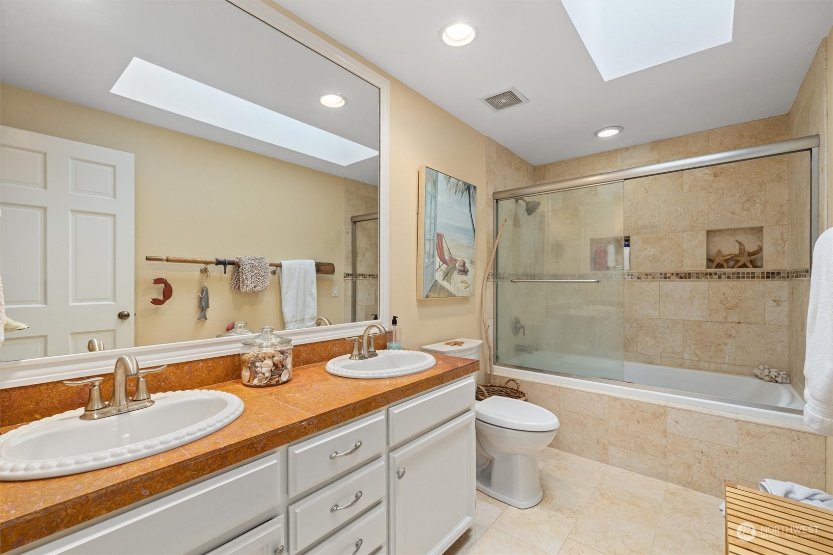 Upstairs Full Hall Bath with Tub - Shower & Skylight