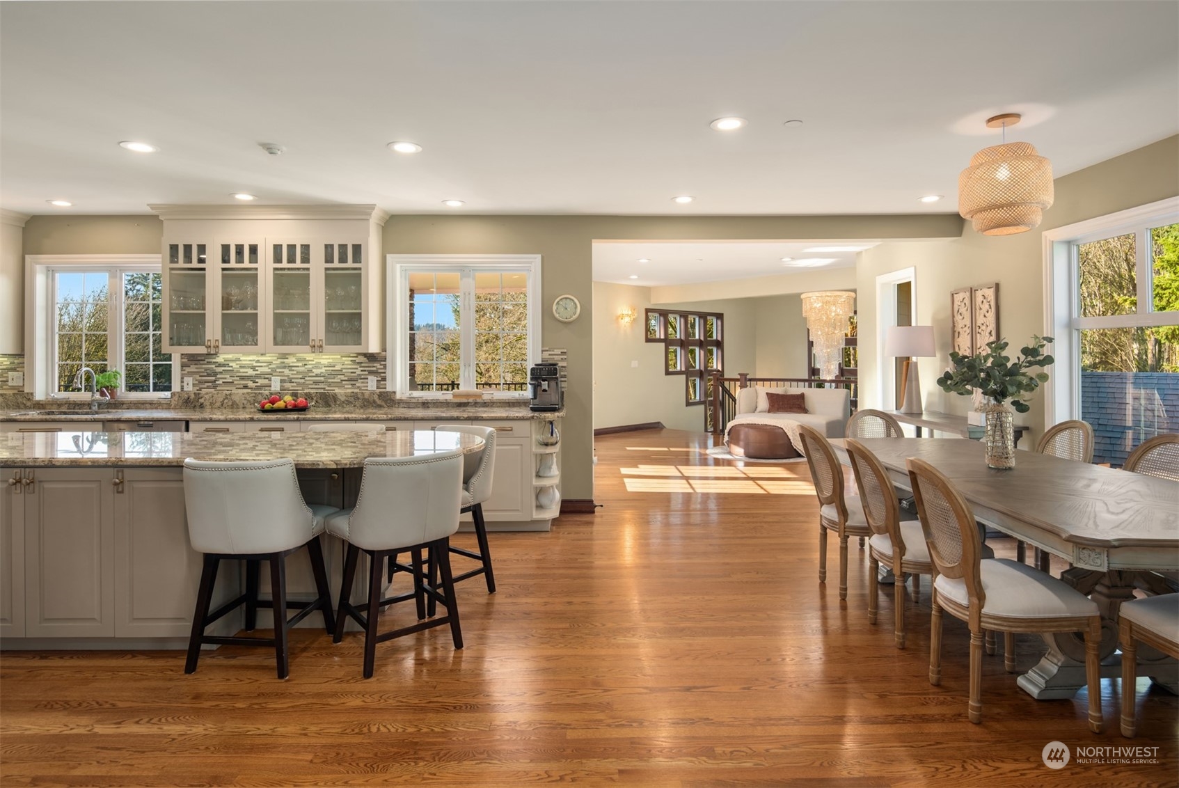 Gleaming hardwood floors and natural light dining.