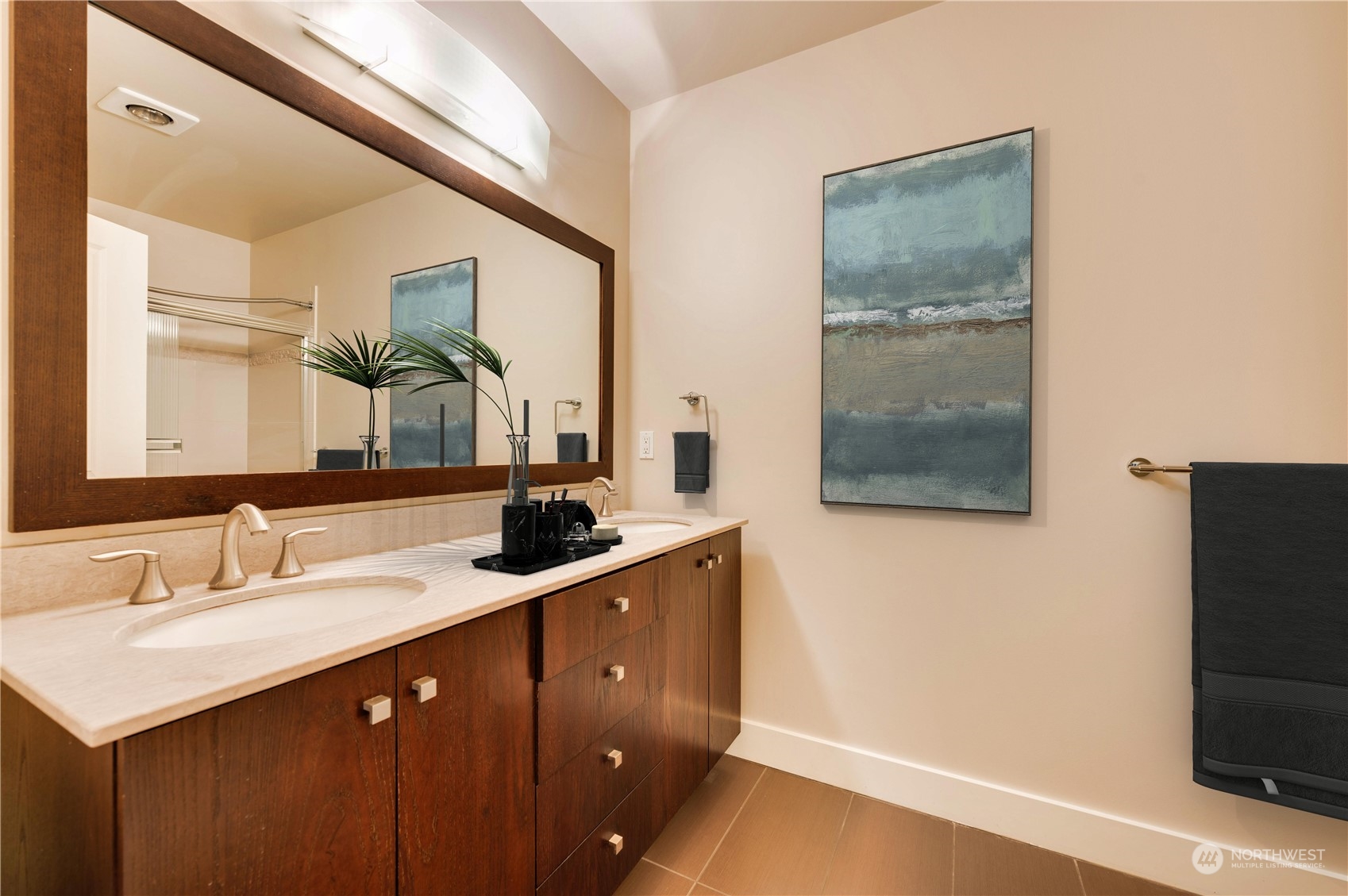 Fabulous primary double vanity full bath.