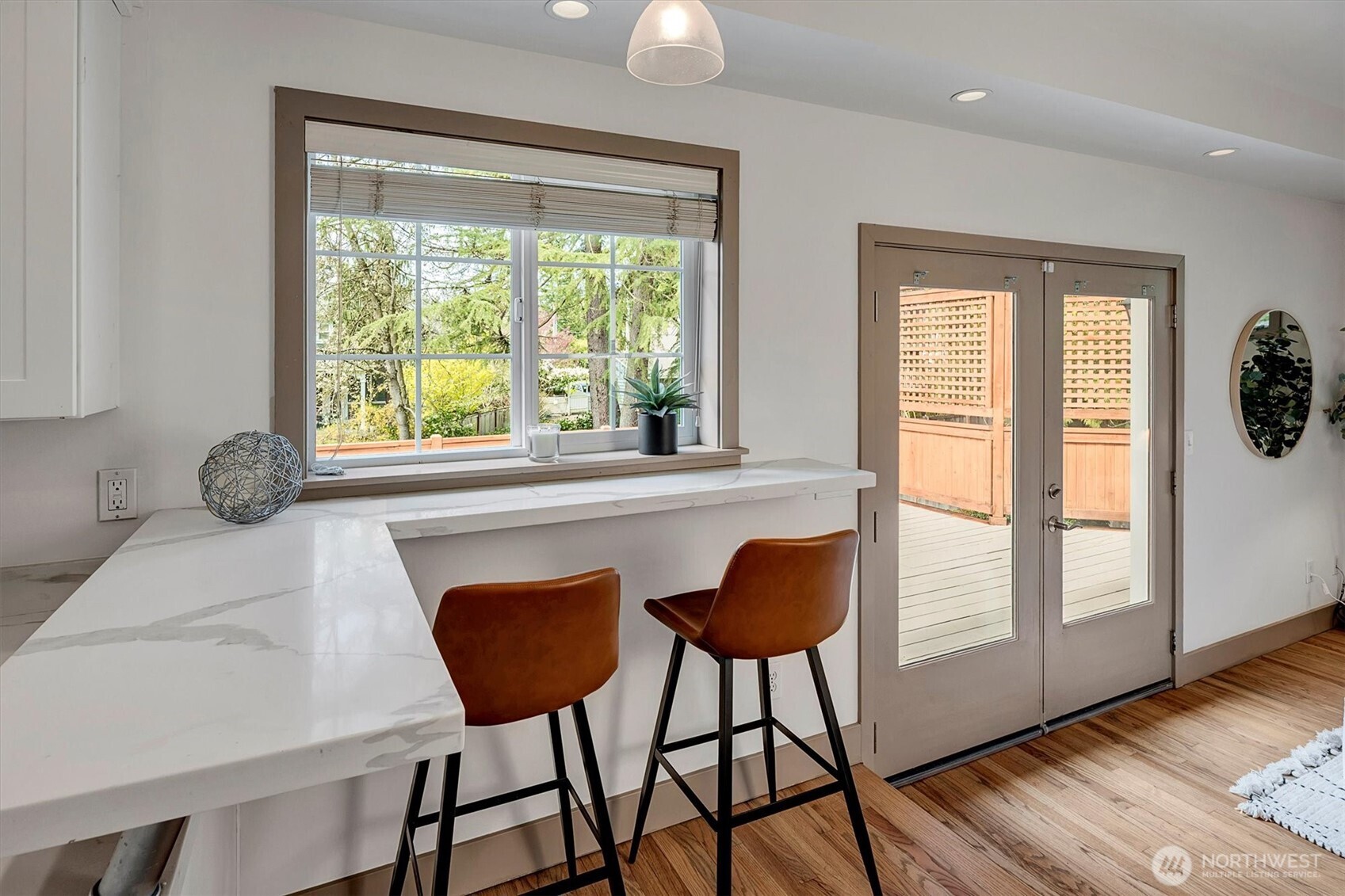 Pull up a seat at the raised kitchen bar