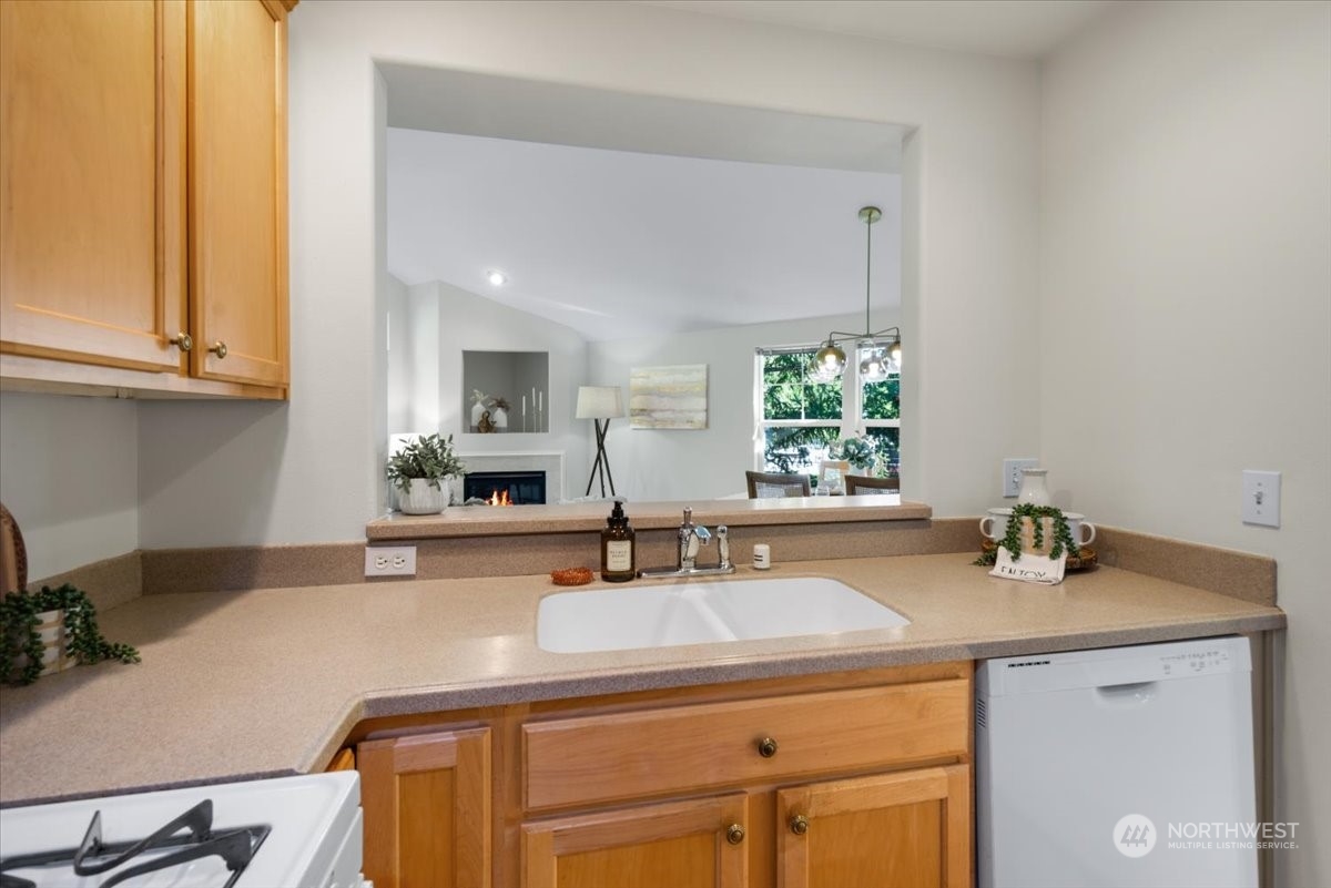 The kitchen has lots of counter space.