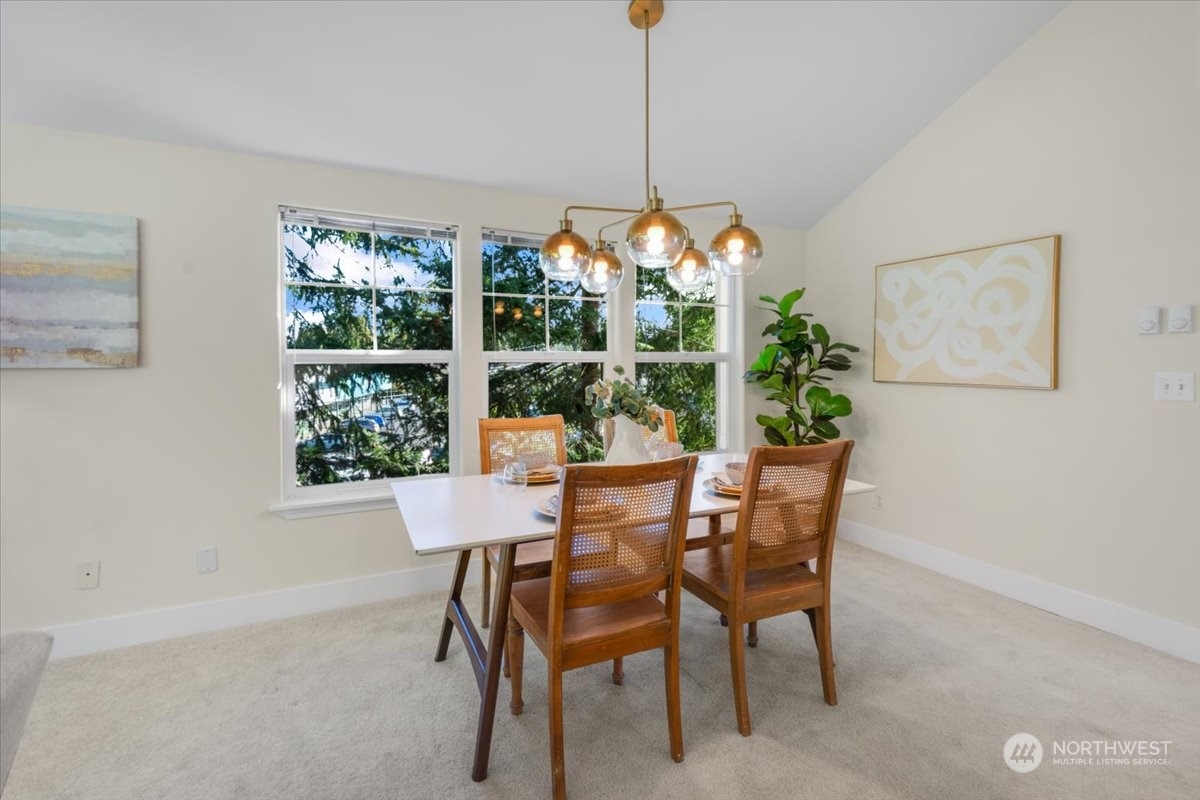 The dining room can comfortably accommodate a 6 top table.