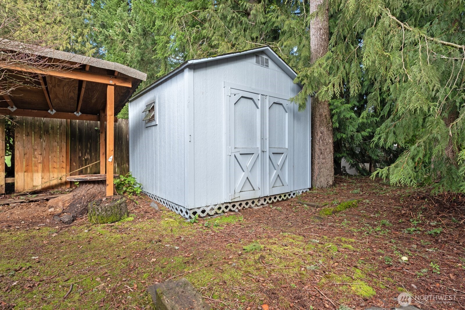 Storage shed and space for wood