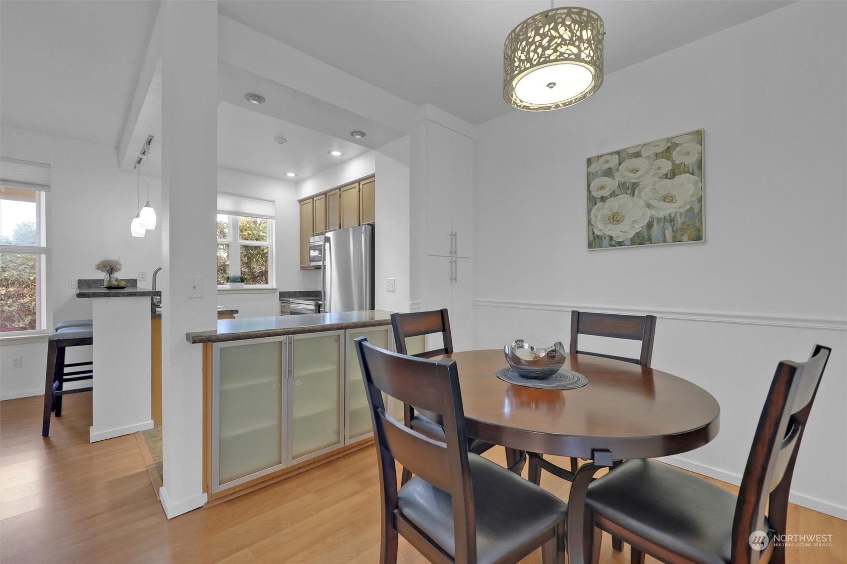 Dining space with extra storage cabinets