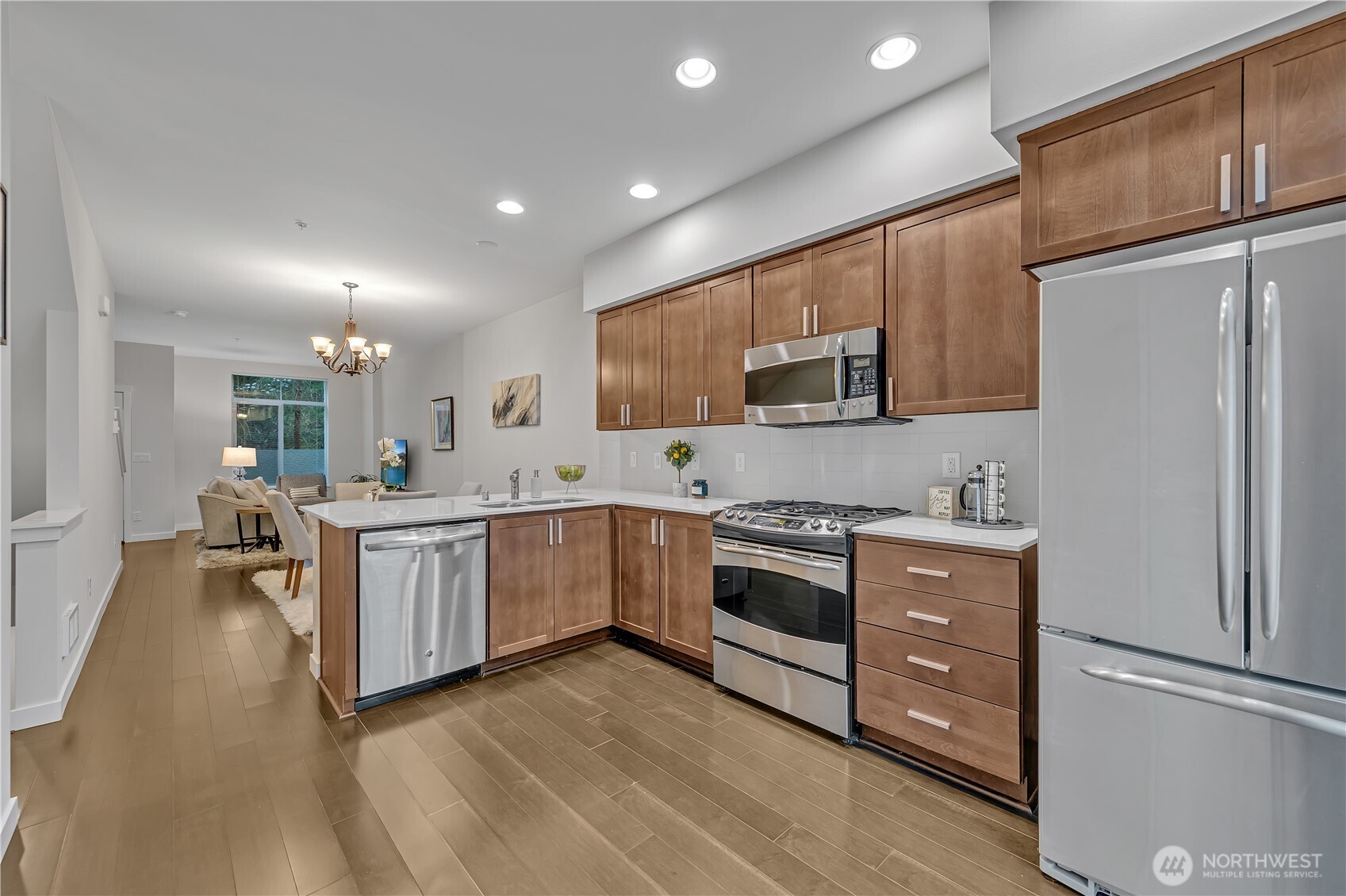 Easy flow with the kitchen open to the dining room.