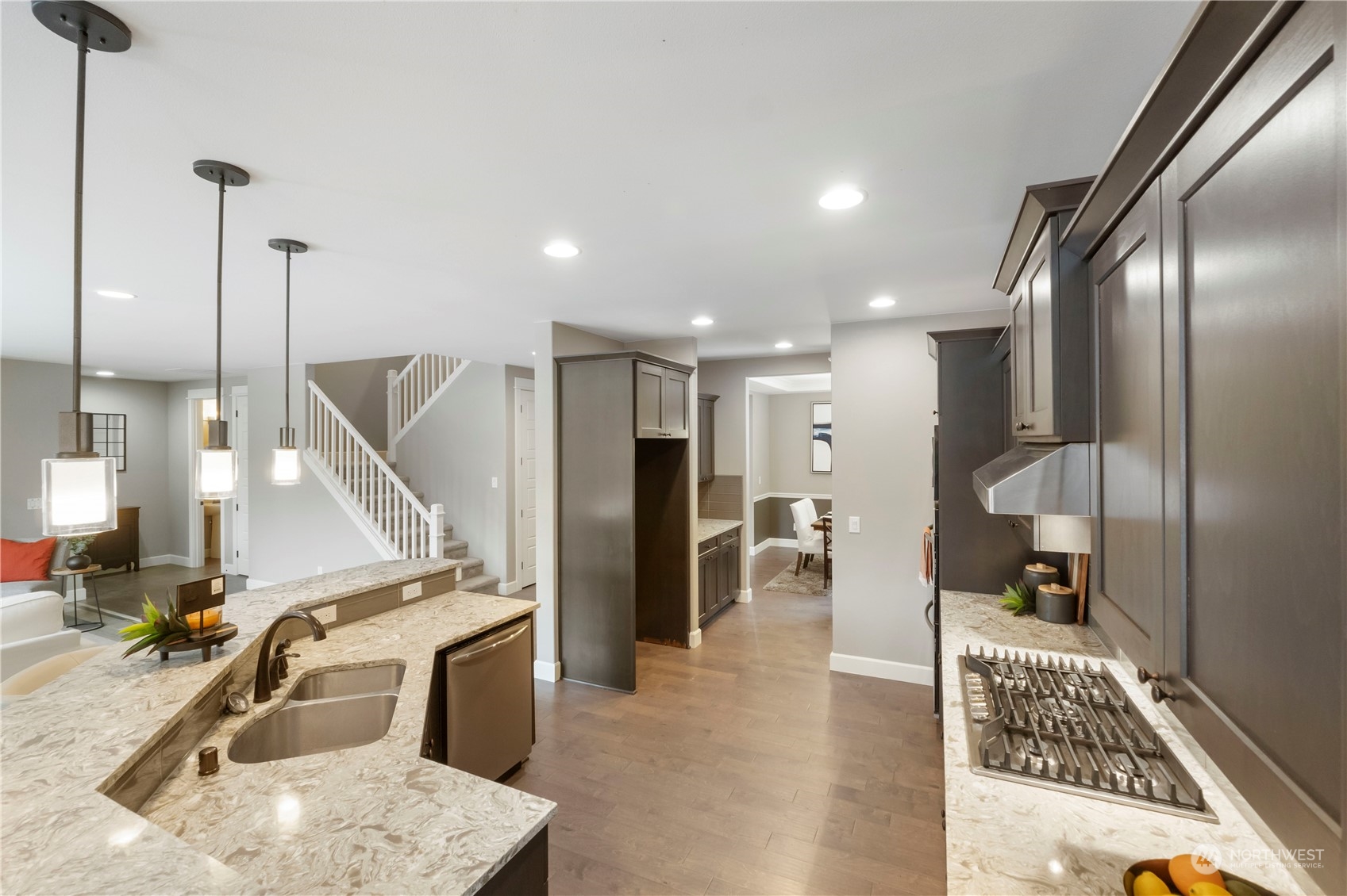 Pendant lighting over bar