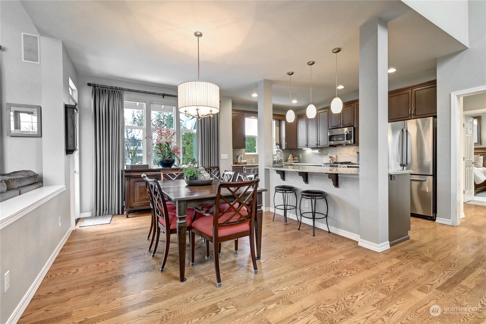 The dining room sets the stage for hosting unforgettable gatherings