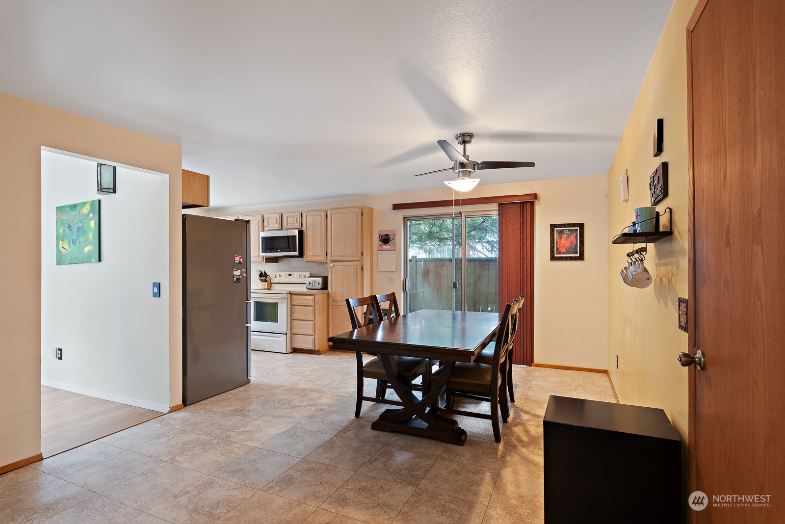 Dining room and door out to the garage