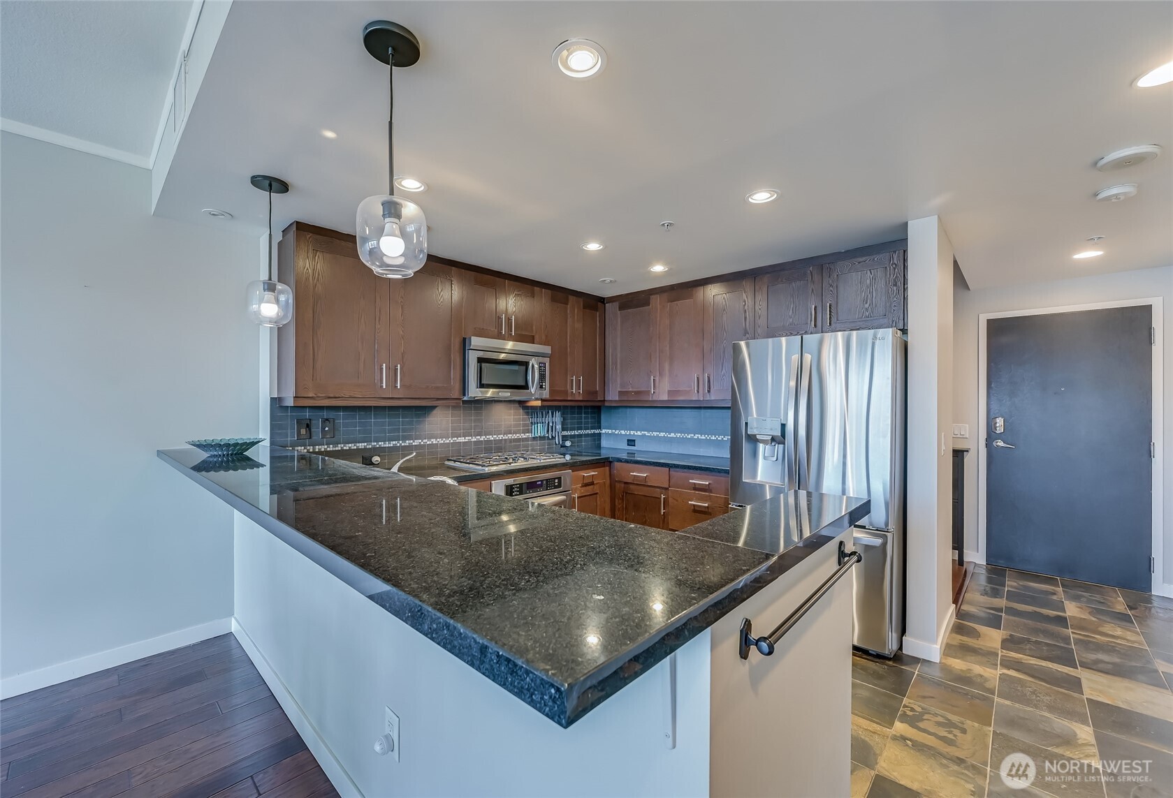 large open concept kitchen with granite - countertop
