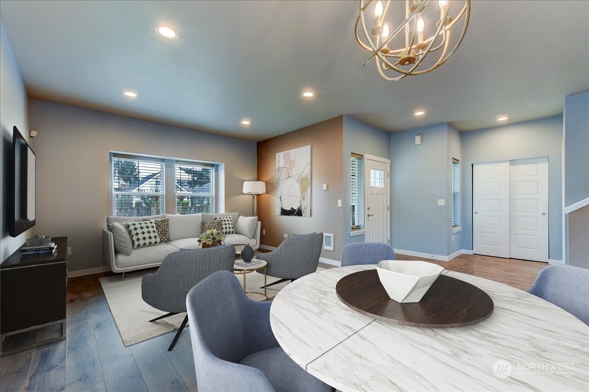 Virtual Staging Dining and Living Room Area