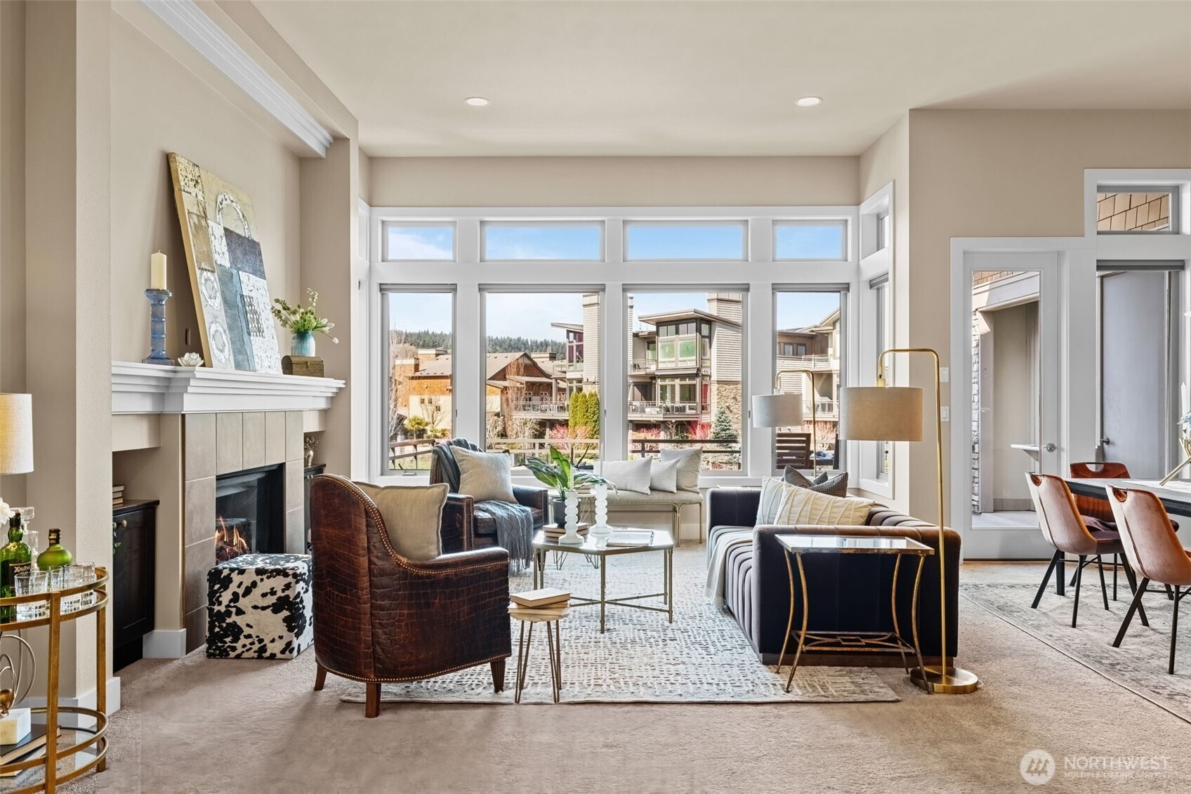 Beautiful Setting with 12 foot Ceilings and Elegant tall Windows.