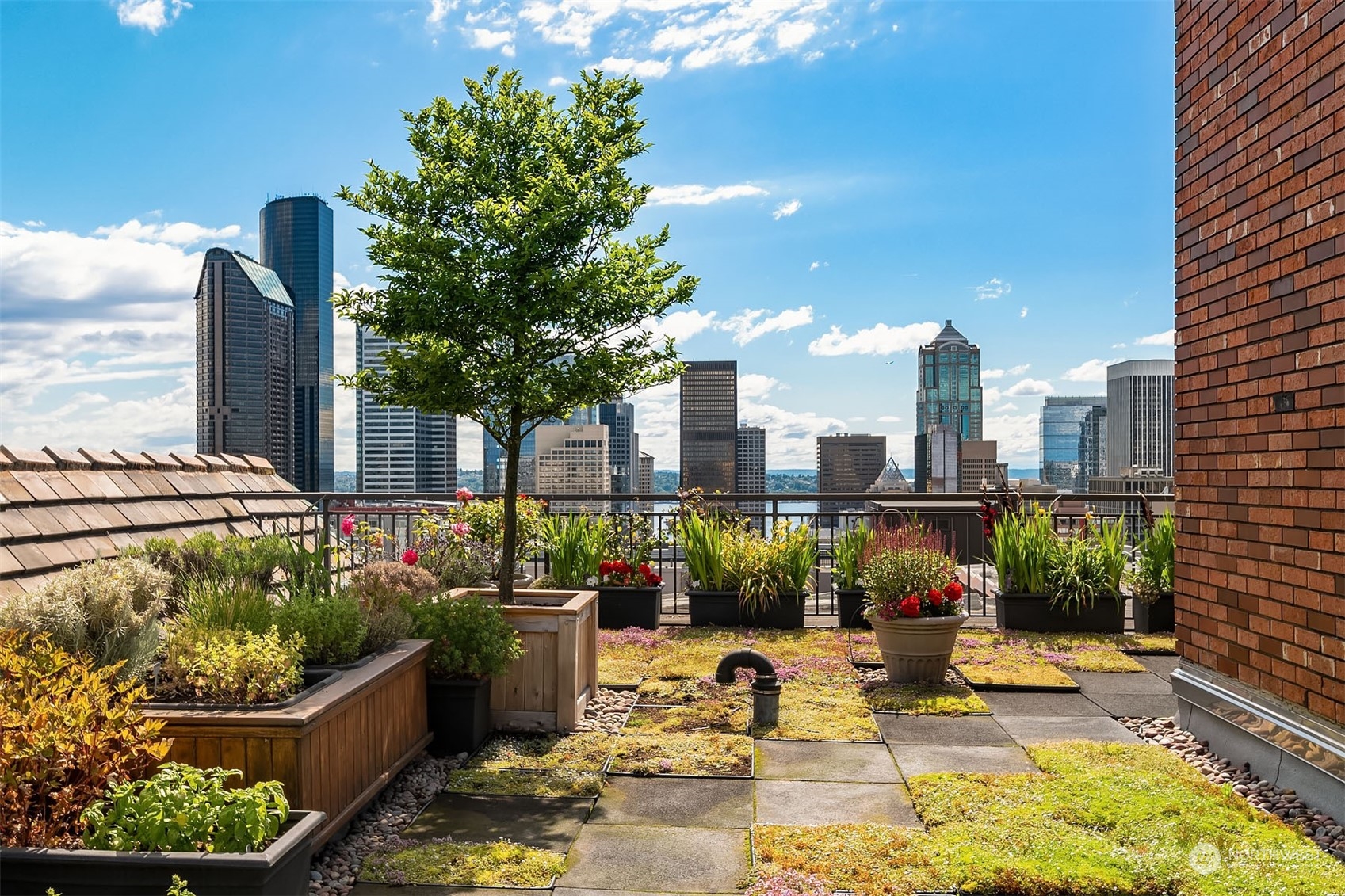 One of many shared garden spaces to enjoy on the roof deck. This shot was taken in the summer.