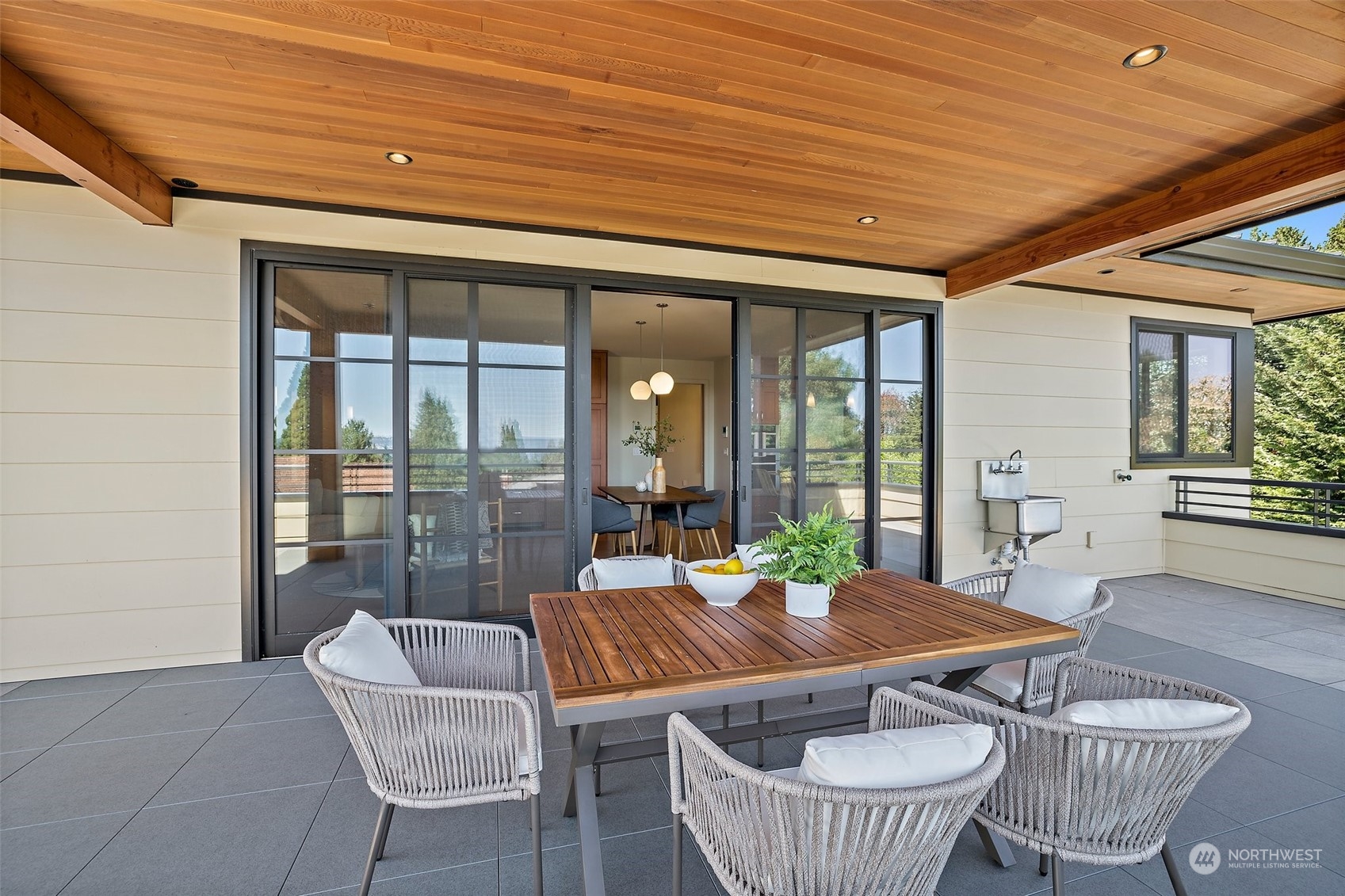 Spacious deck off family room with Pedestal paver deck system