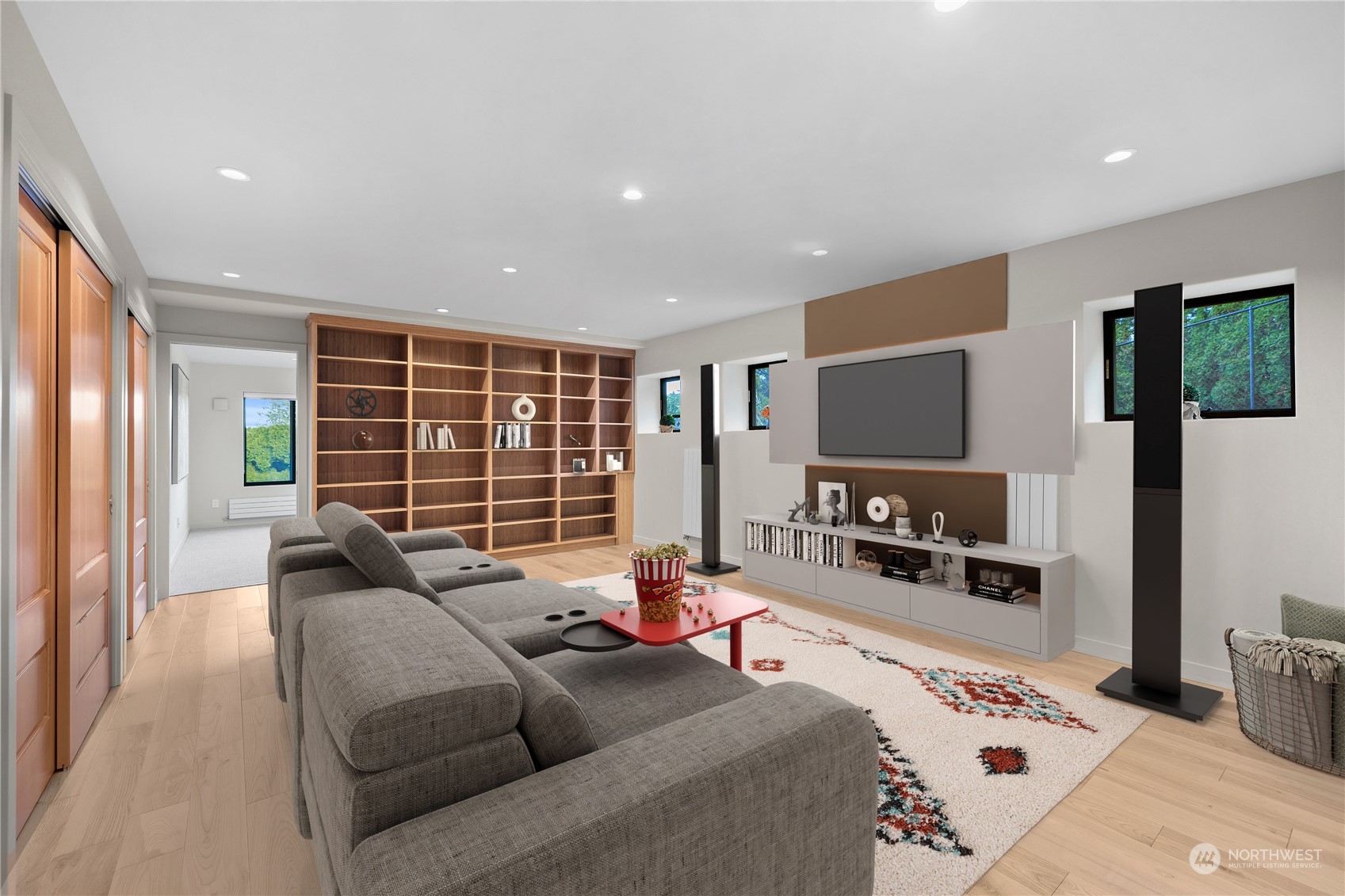 Lower floor Media room/family room (virtual staging)