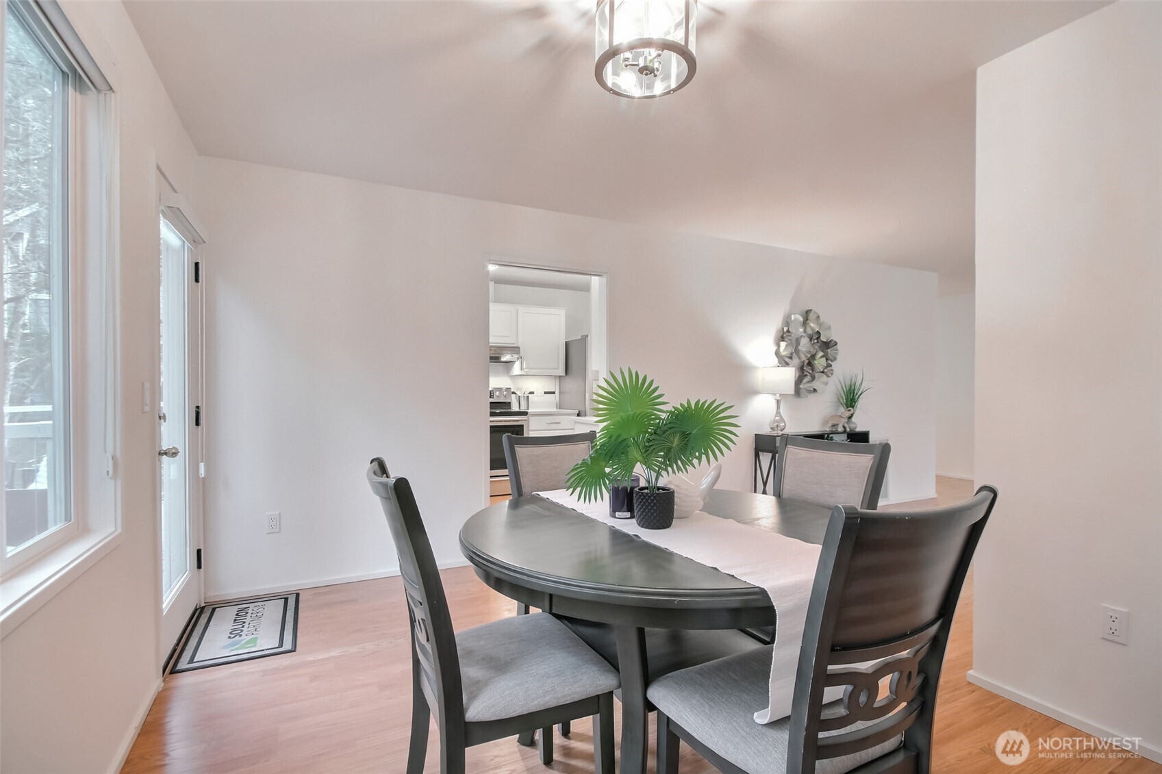 Living room and dining room flow nicely for entertaining.