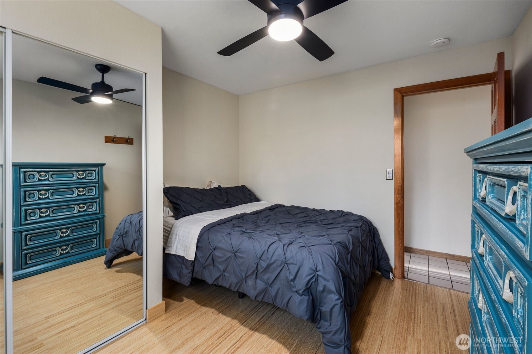 Bedroom has understairs closet storage access