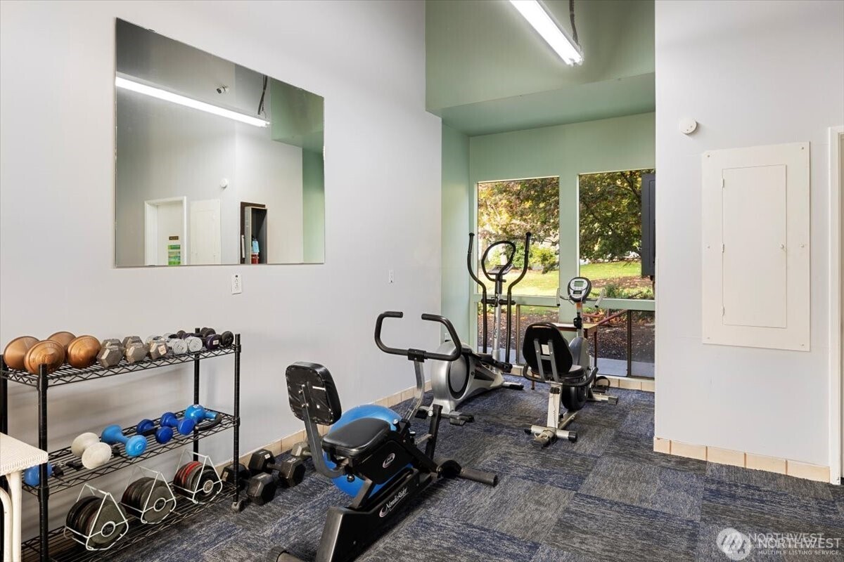 A convenient exercise room off of the clubhouse