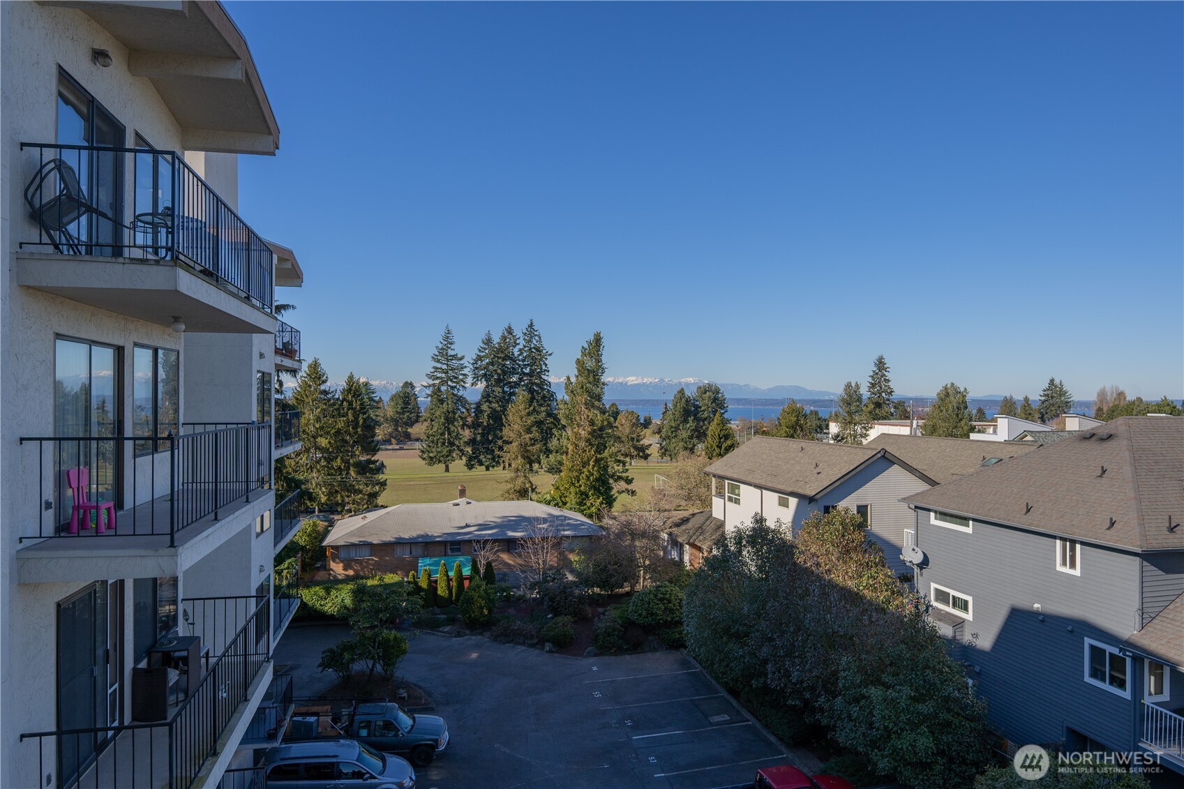 View from unit, and gated parking