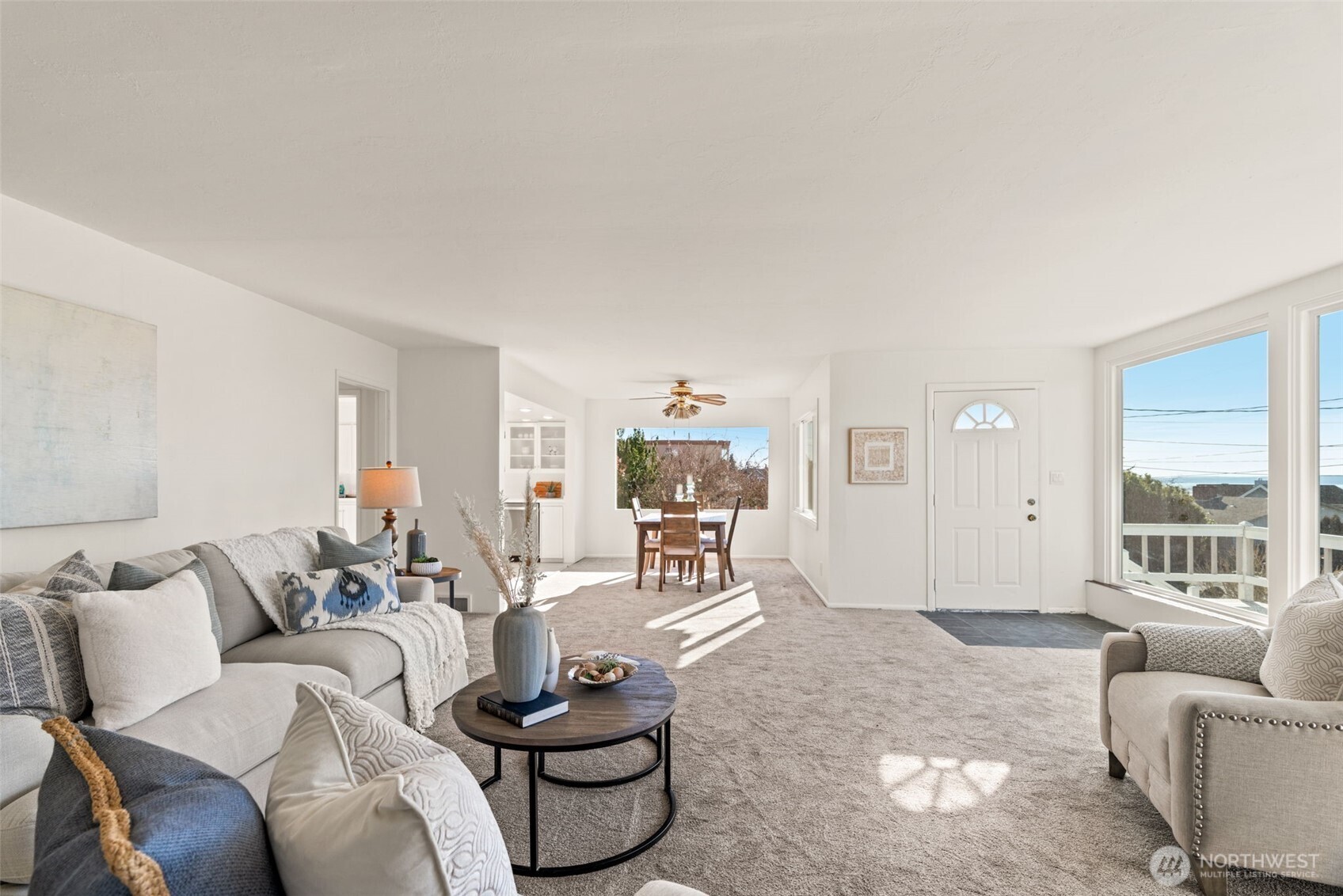 Living room and dining area.