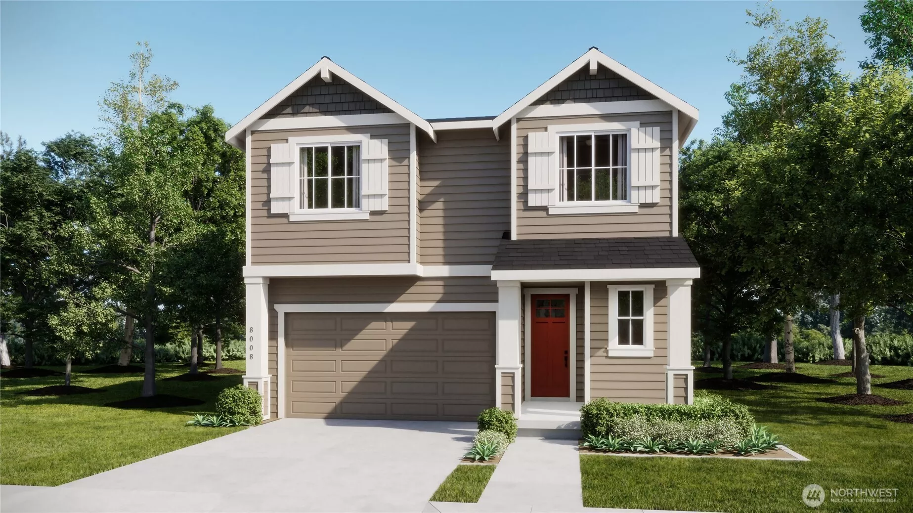 Exterior rendering only-home may have variations